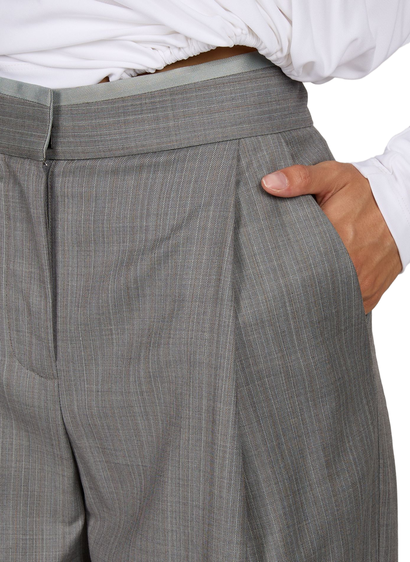 High-waisted wool pleated trousers CHRISTOPHER ESBER Grey