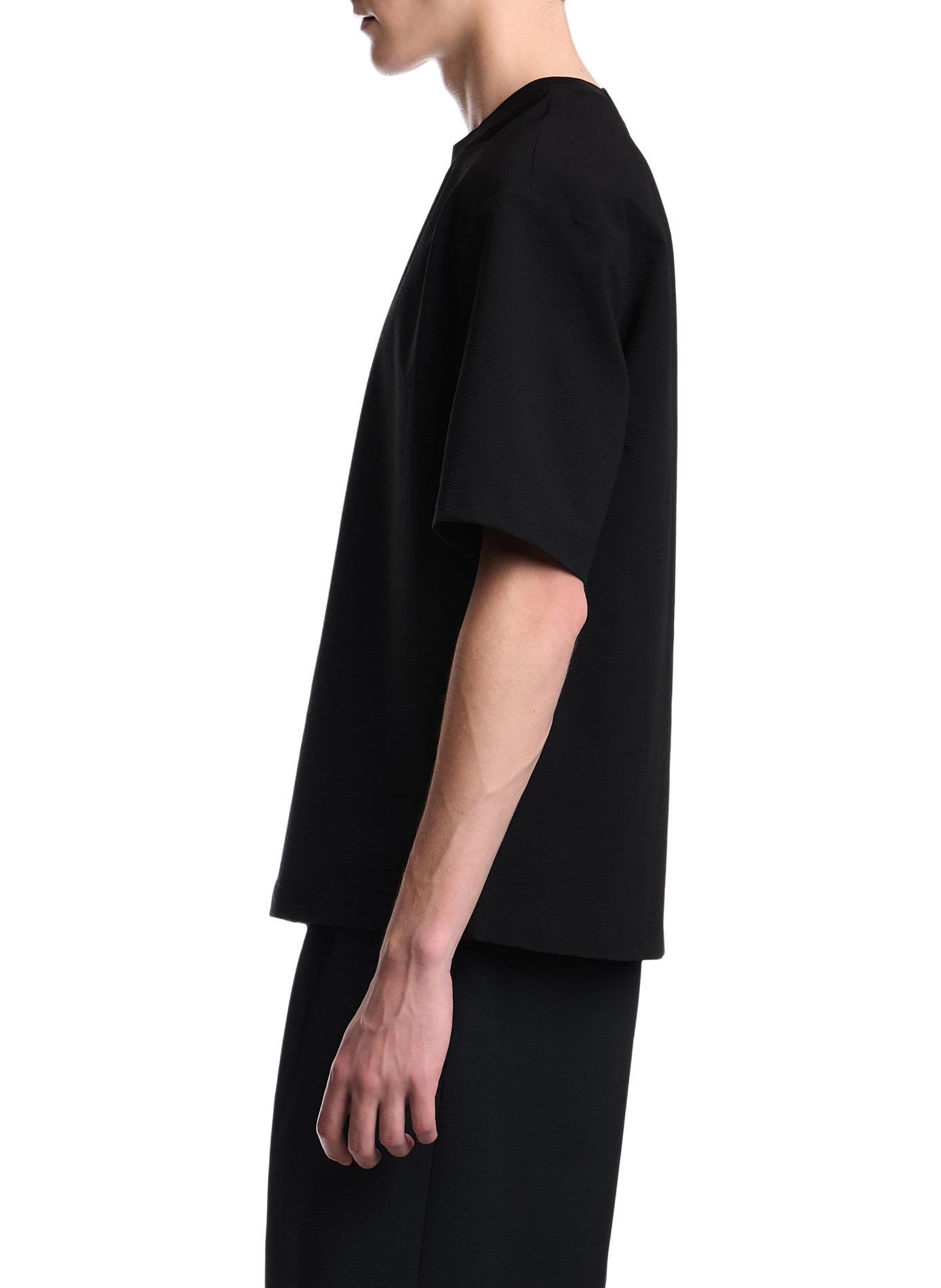 Oversized Textured Short Sleeve T-Shirt EMPORIO ARMANI Black