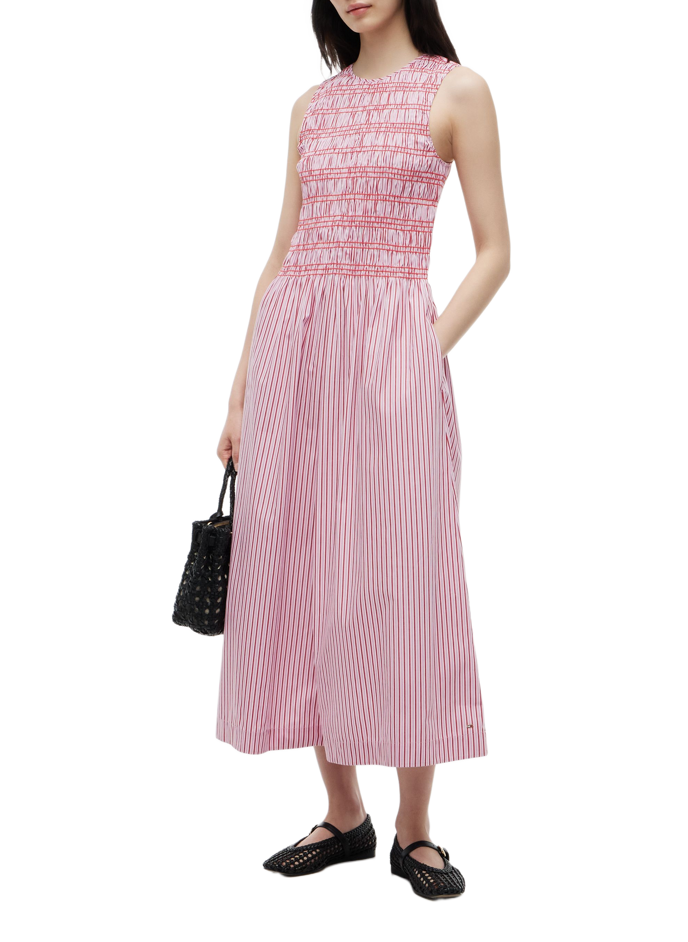 Robe longue col rond en coton rayé TOMMY HILFIGER Multicolore