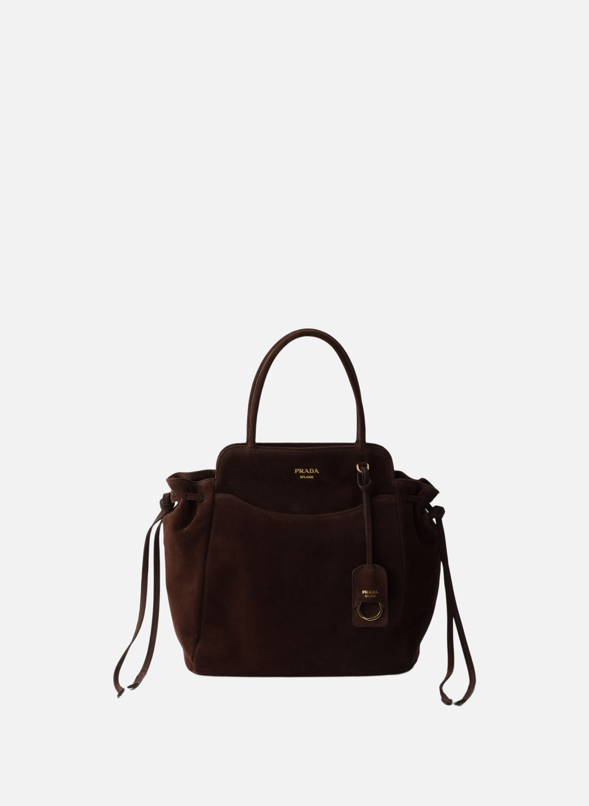 Sac prada carry moyen en veau velours PRADA Marron