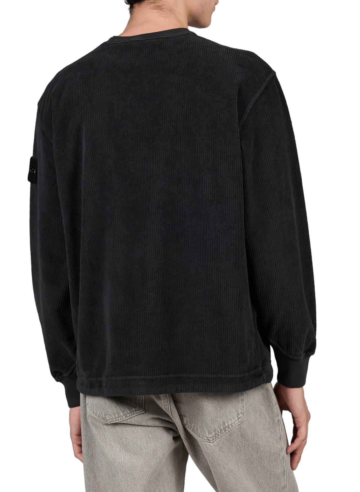 Sweater met ronde hals in fluweel STONE ISLAND Grijs
