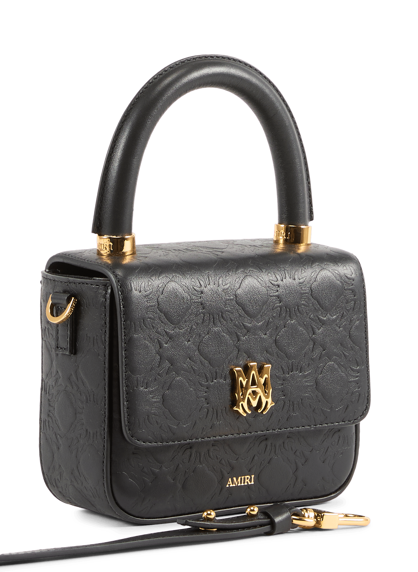 Macro sac à main en cuir embossé  AMIRI Noir