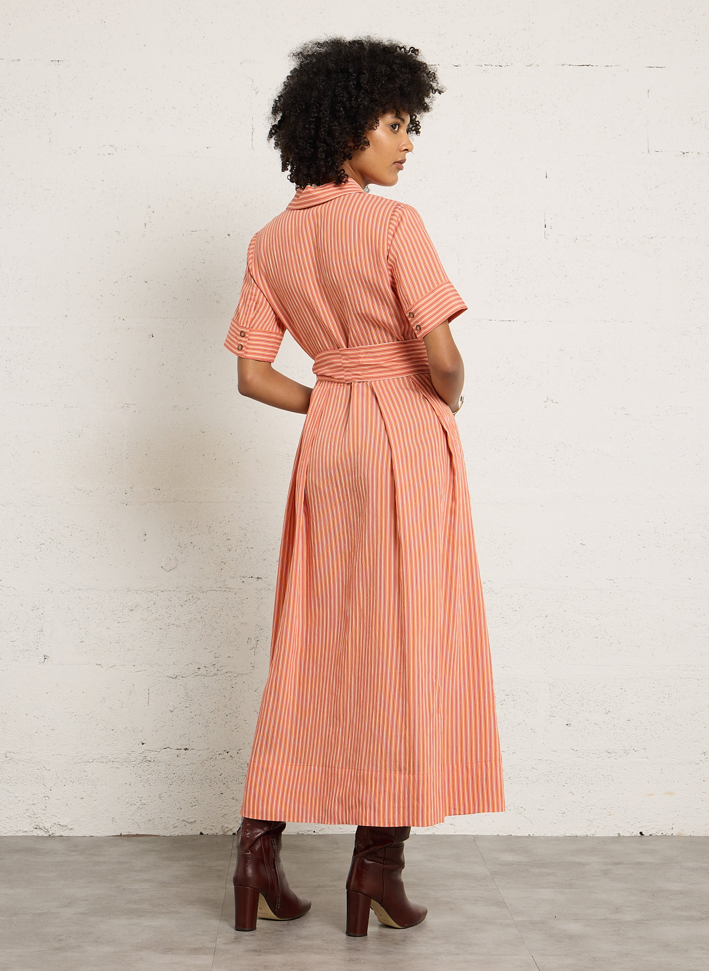 Robe longue rayée à ceinture patricia MAISON 123 Doré
