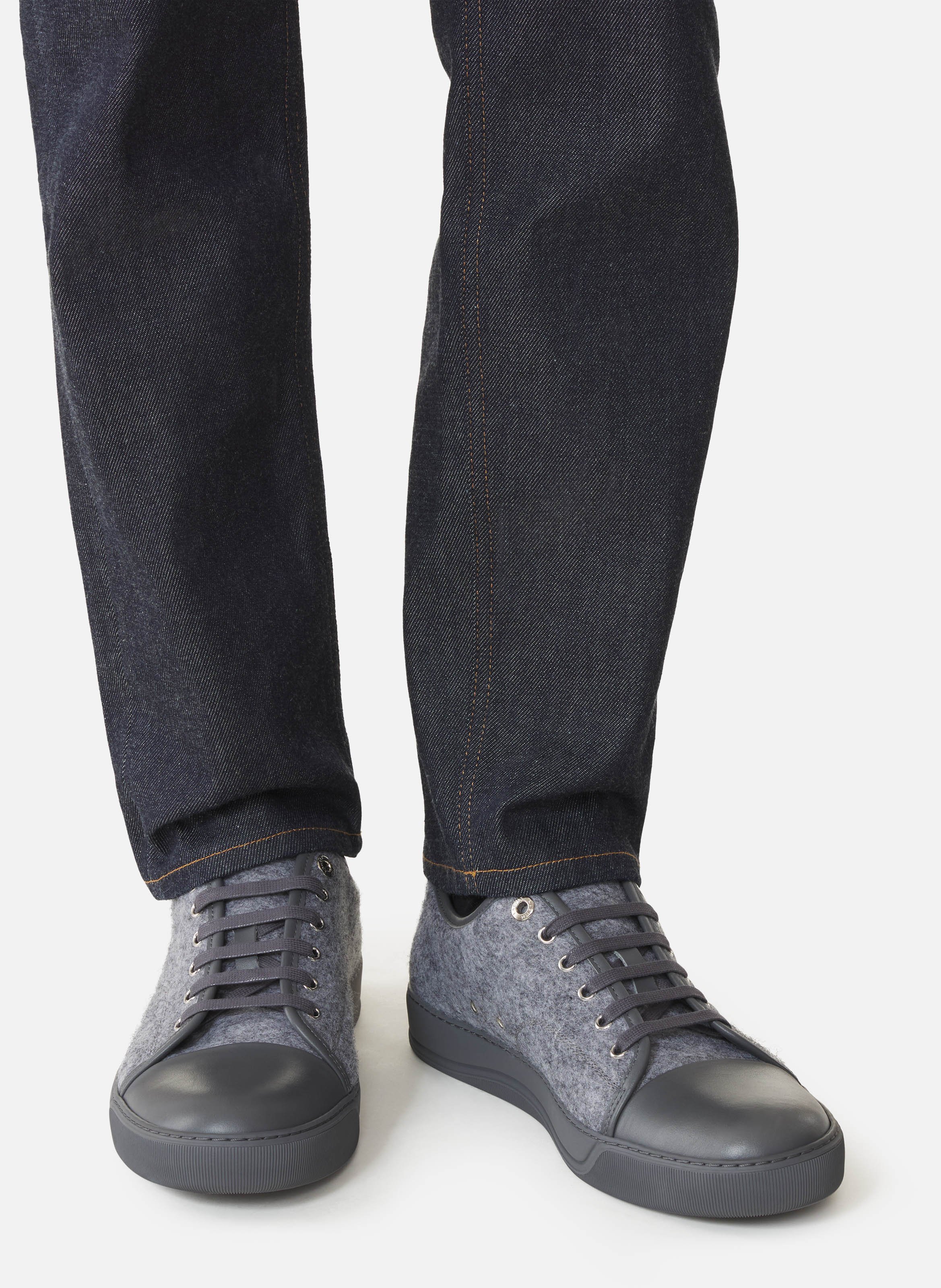 Sneakers dbb1 en feutre et cuir nappa LANVIN Gris