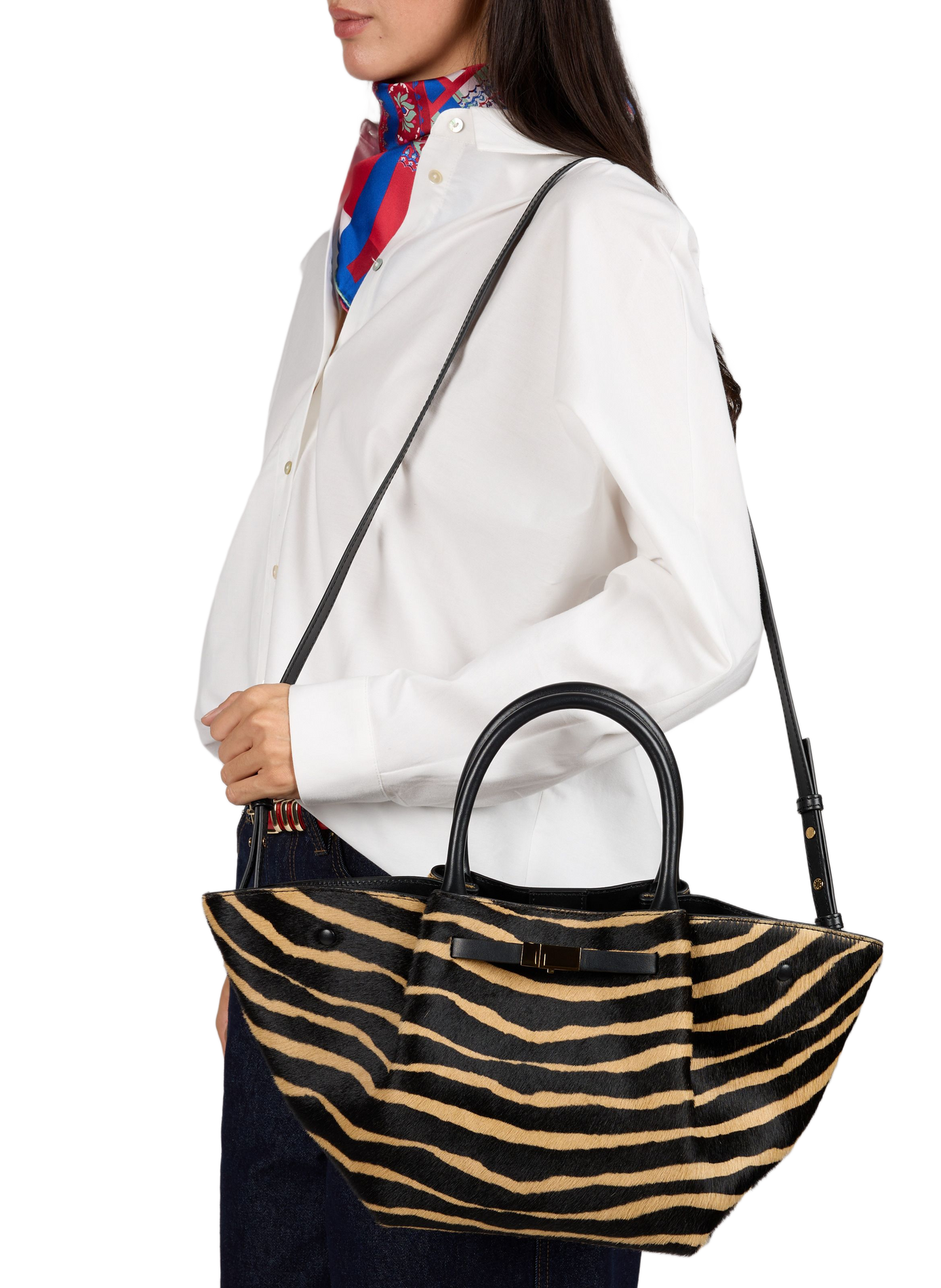Striped leather handbag DEMELLIER LONDON Multicolour