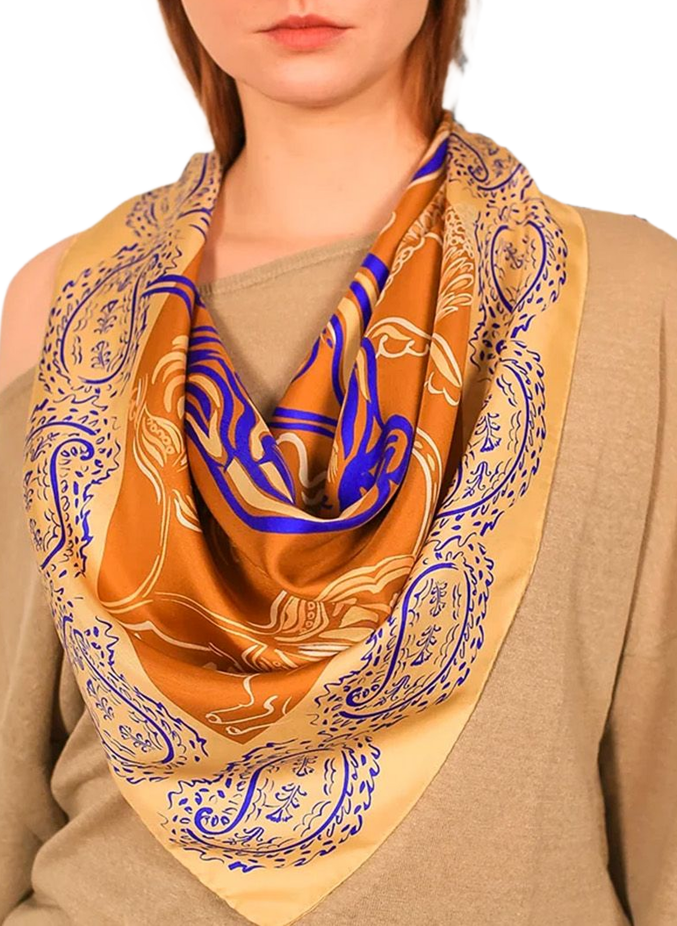 Bedrucktes Seidentuch PETITJEAN PARIS Beige