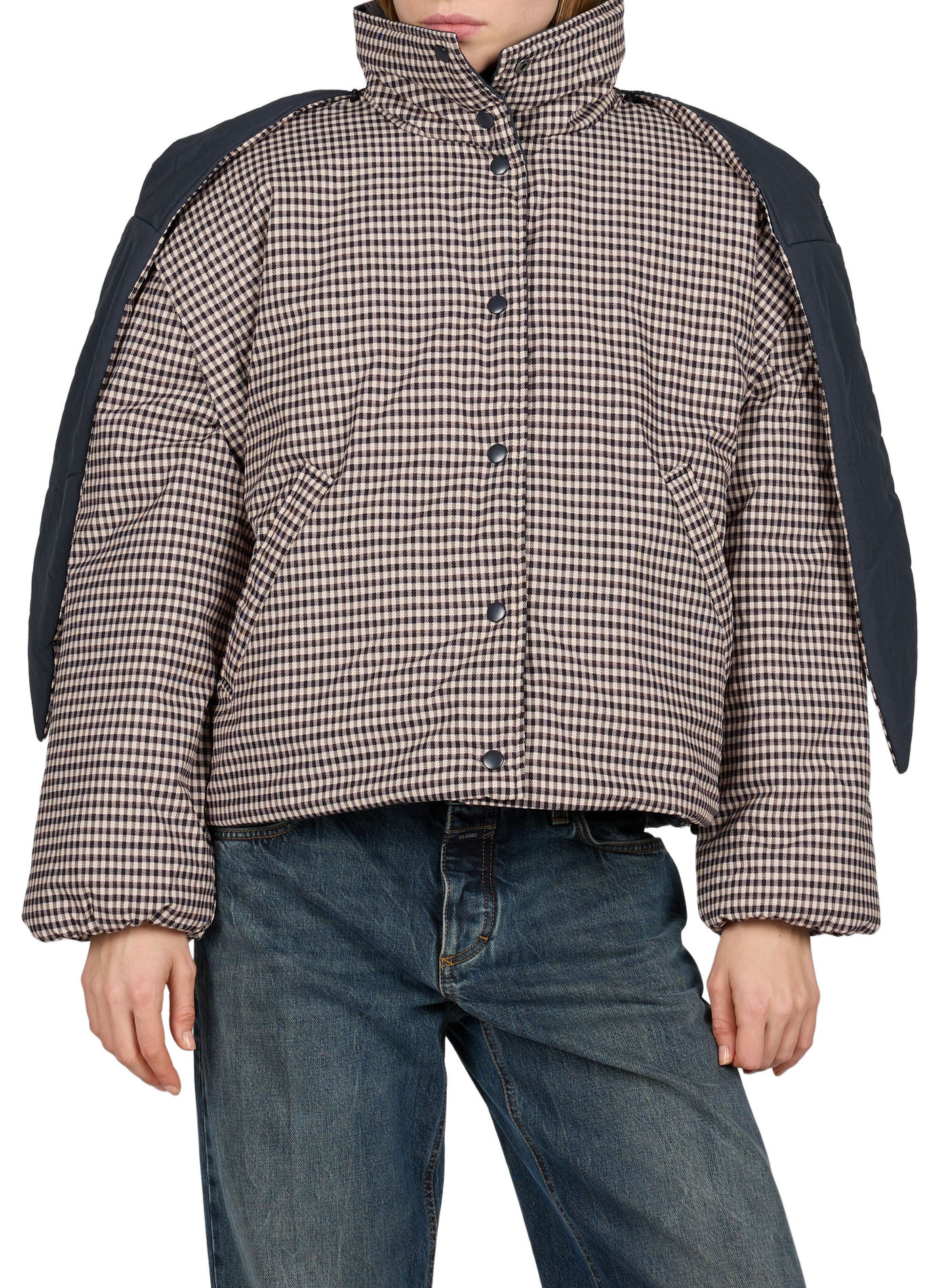 Short oversized checked coat OBJECT Multicolour