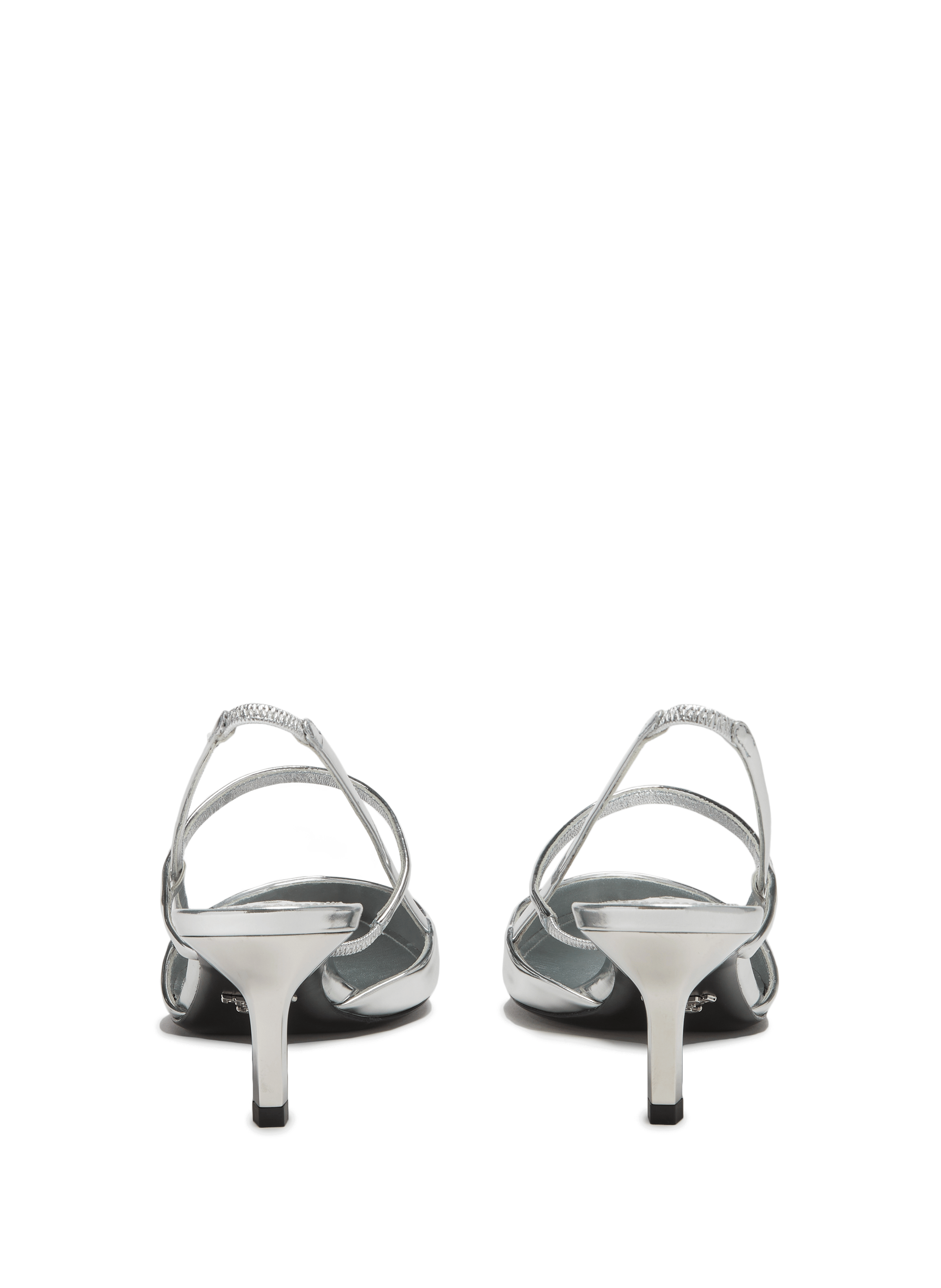 Sling-back en cuir métalisé PRADA Argent