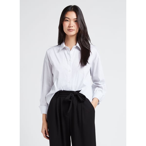 Chemise col classique rayée en coton mélangé