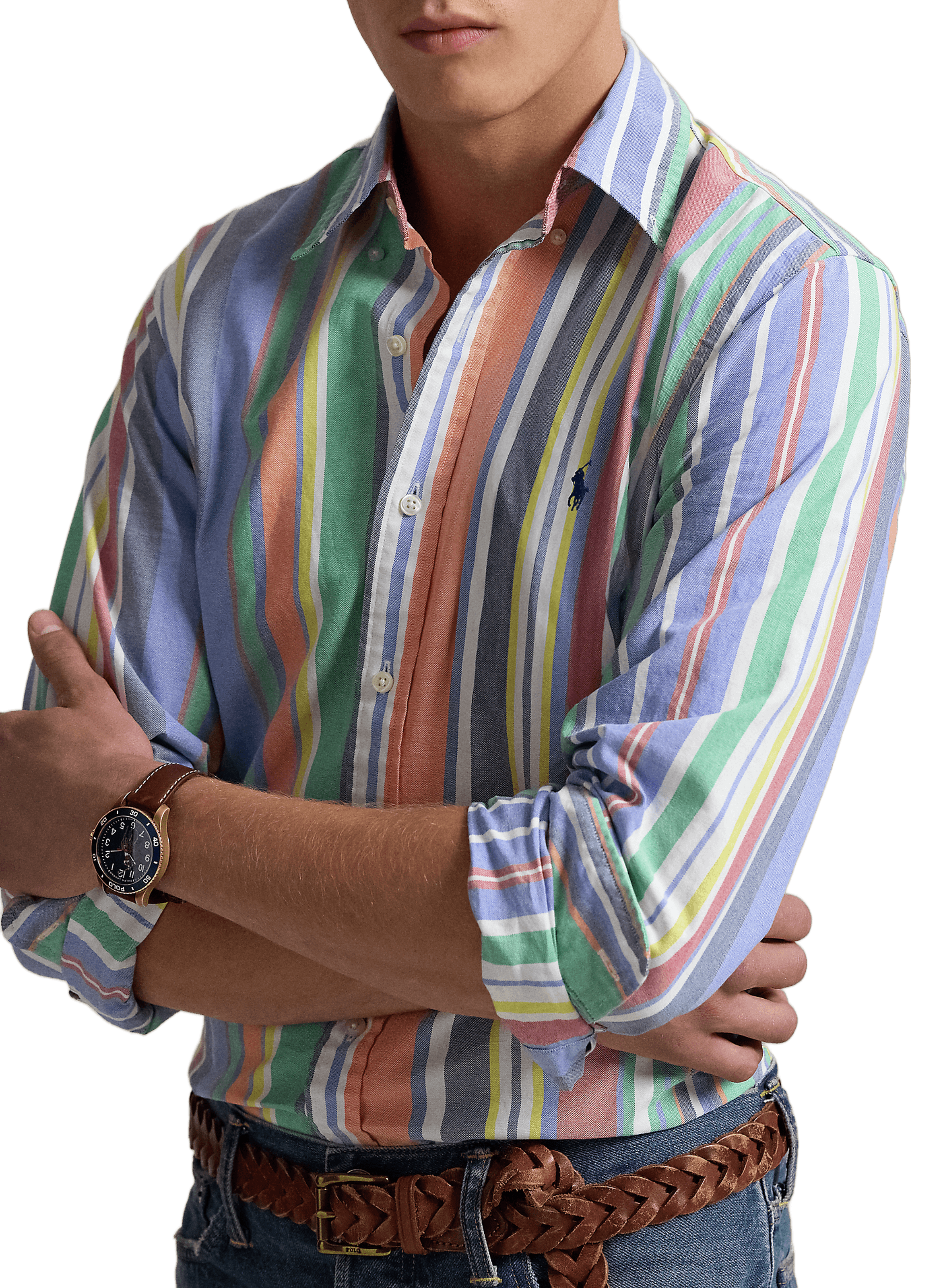 Chemise à rayures en coton POLO RALPH LAUREN Bleu