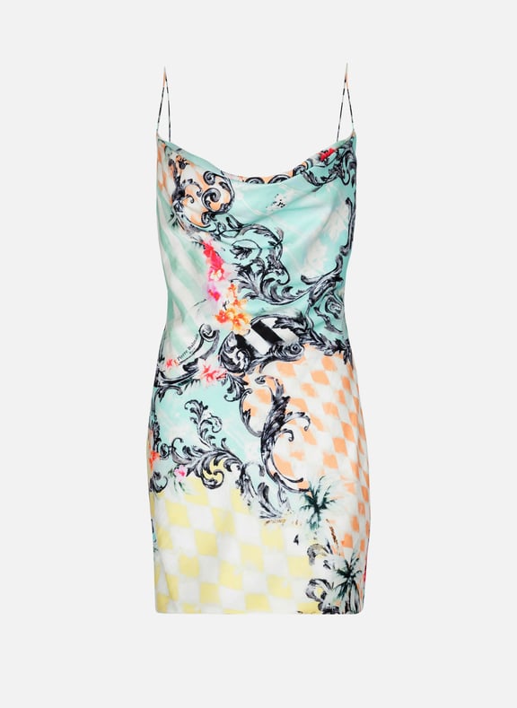 Robe nuisette en satin imprimé baroque Multicolore by BALMAIN BALMAIN Robe nuisette en satin imprimé baroque Multicolore