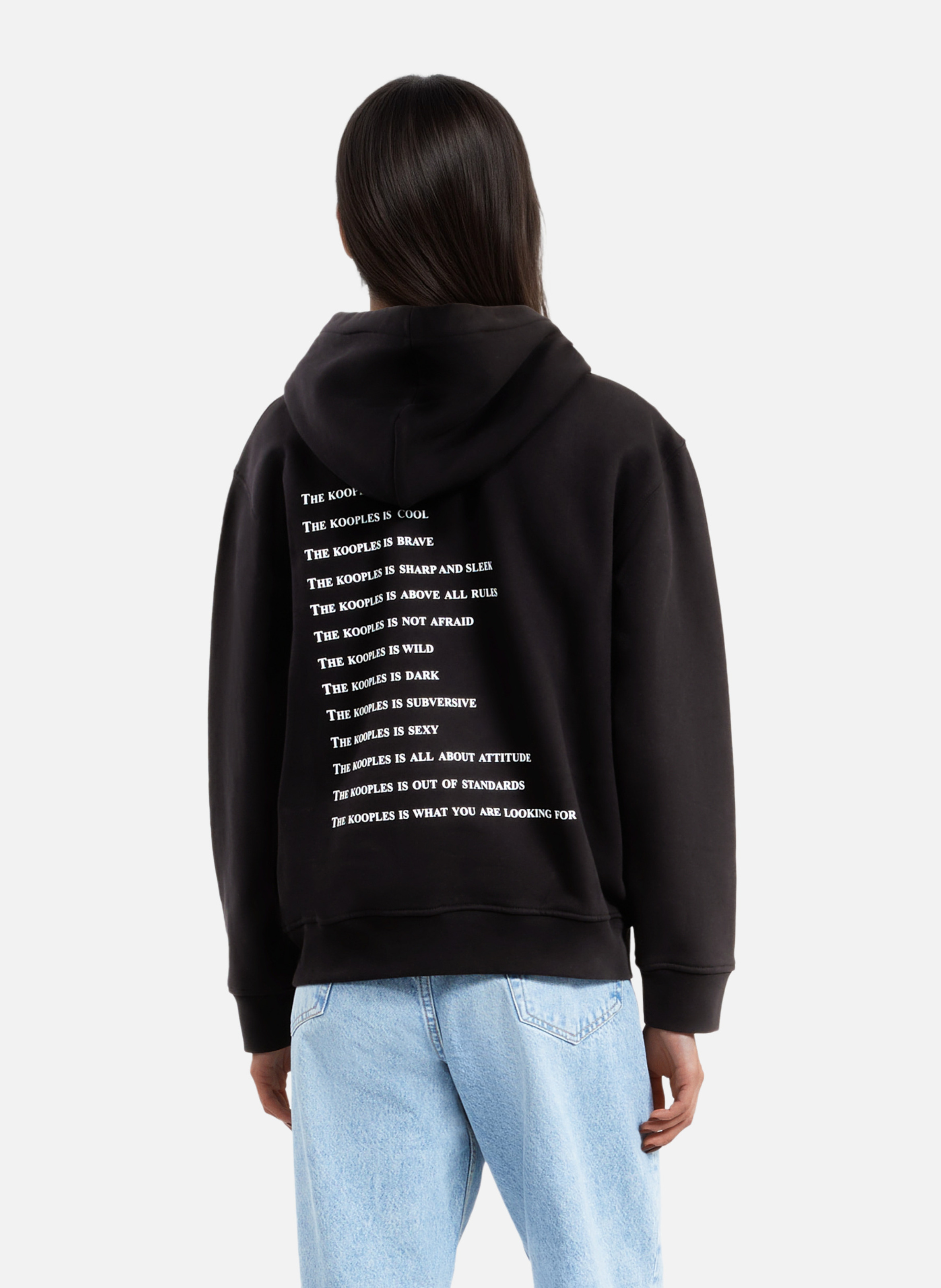 Sweatshirt à capuche en coton what is avec strass Noir