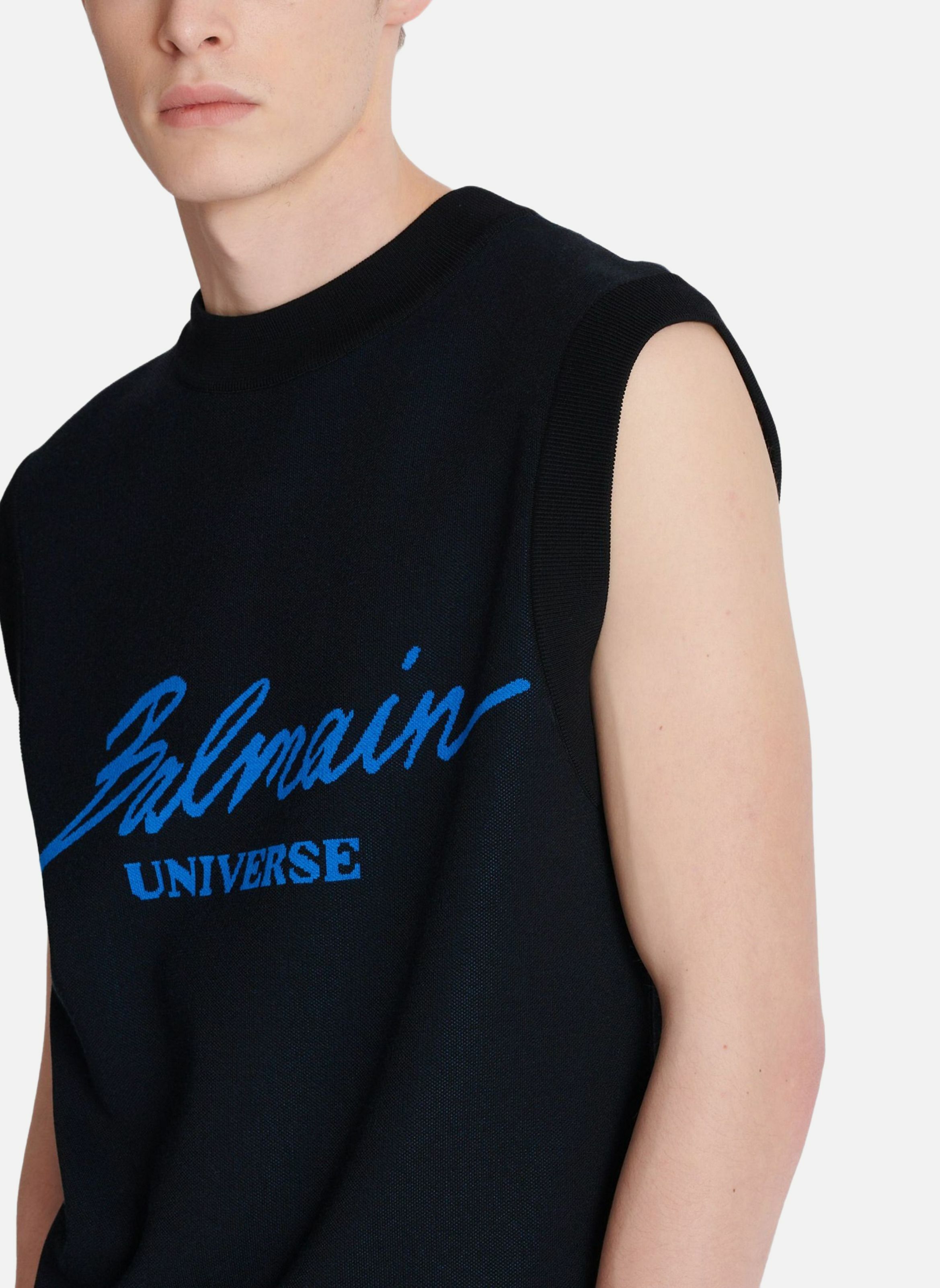 Pull sans manches en jacquard balmain universe BALMAIN Bleu