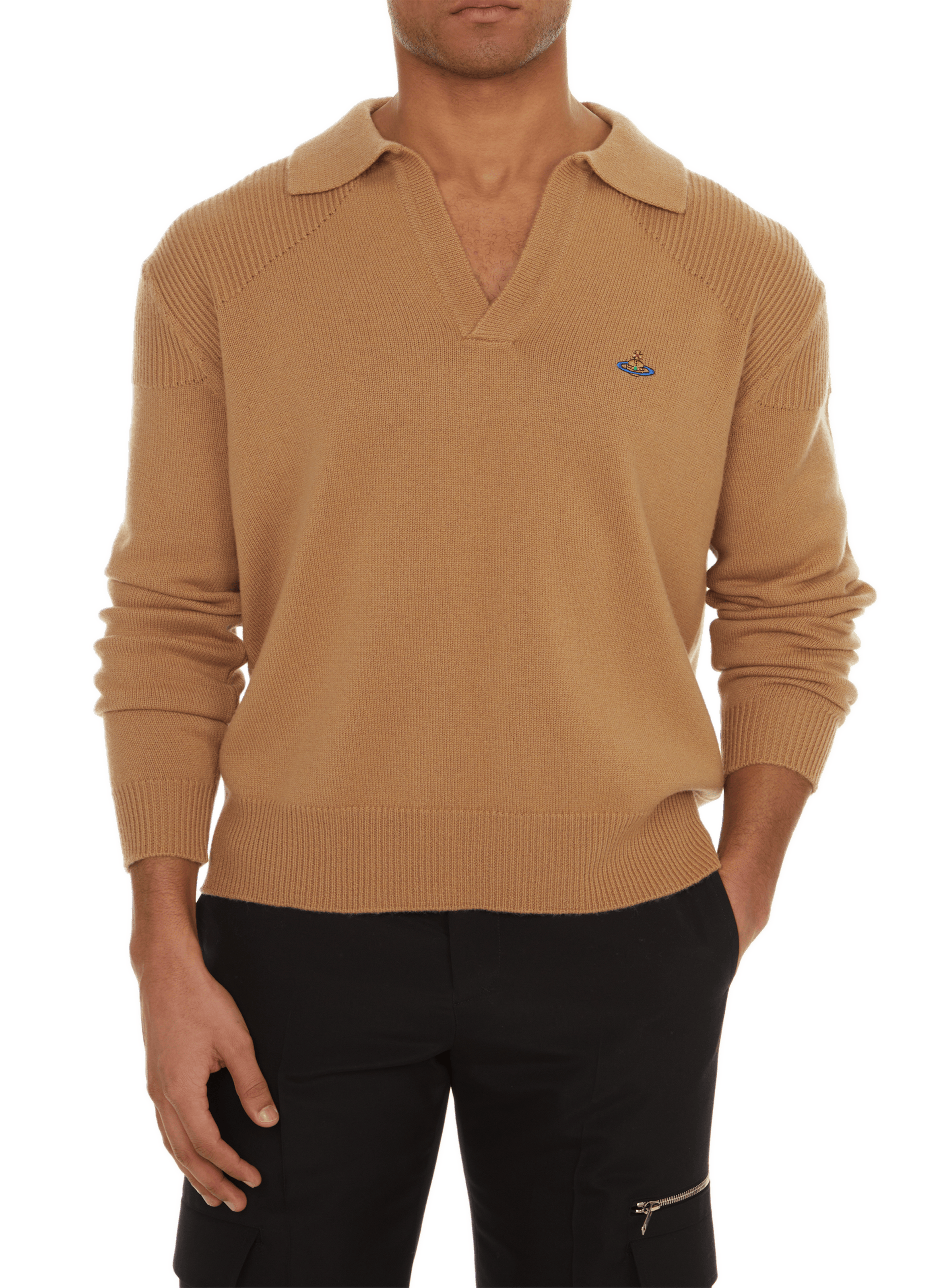 VIVIENNE WESTWOOD Pull col V en laine et cachemire  Marron