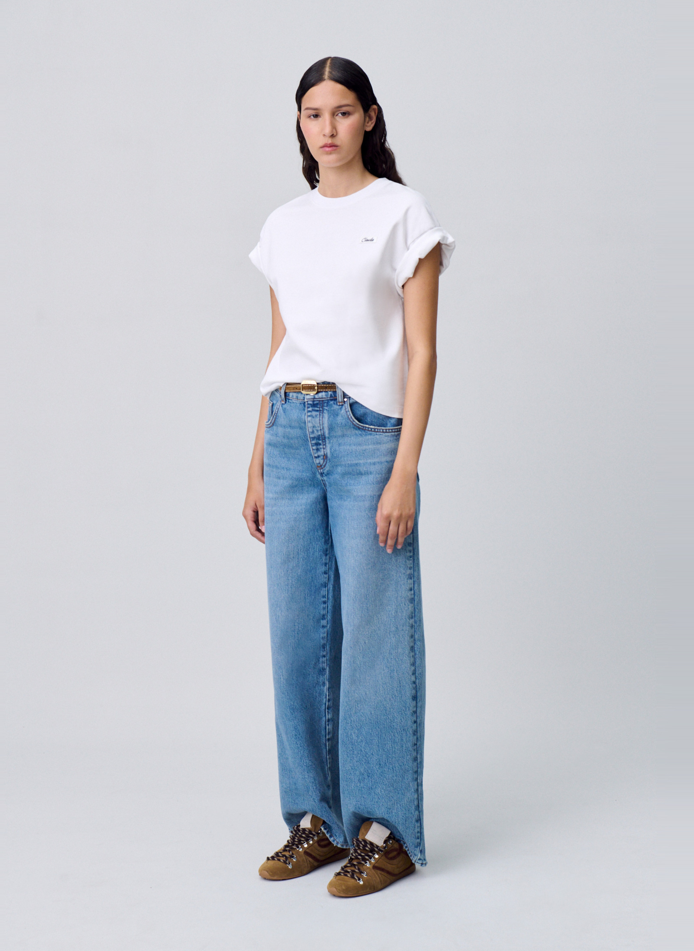 Tee-shirt col rond en coton CLAUDIE PIERLOT Blanc