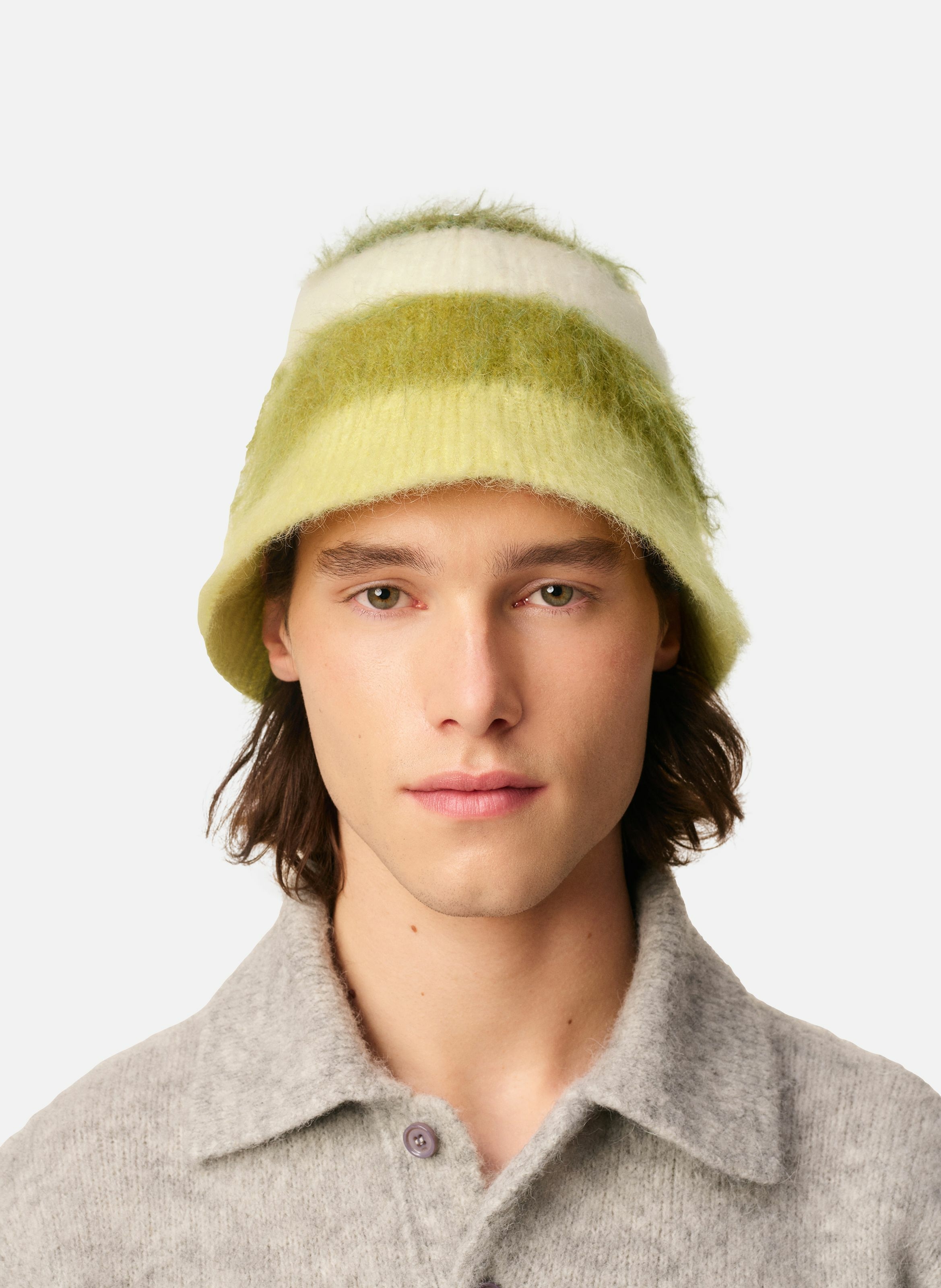 Bob ami rayé en mohair unisexe AMI PARIS Beige