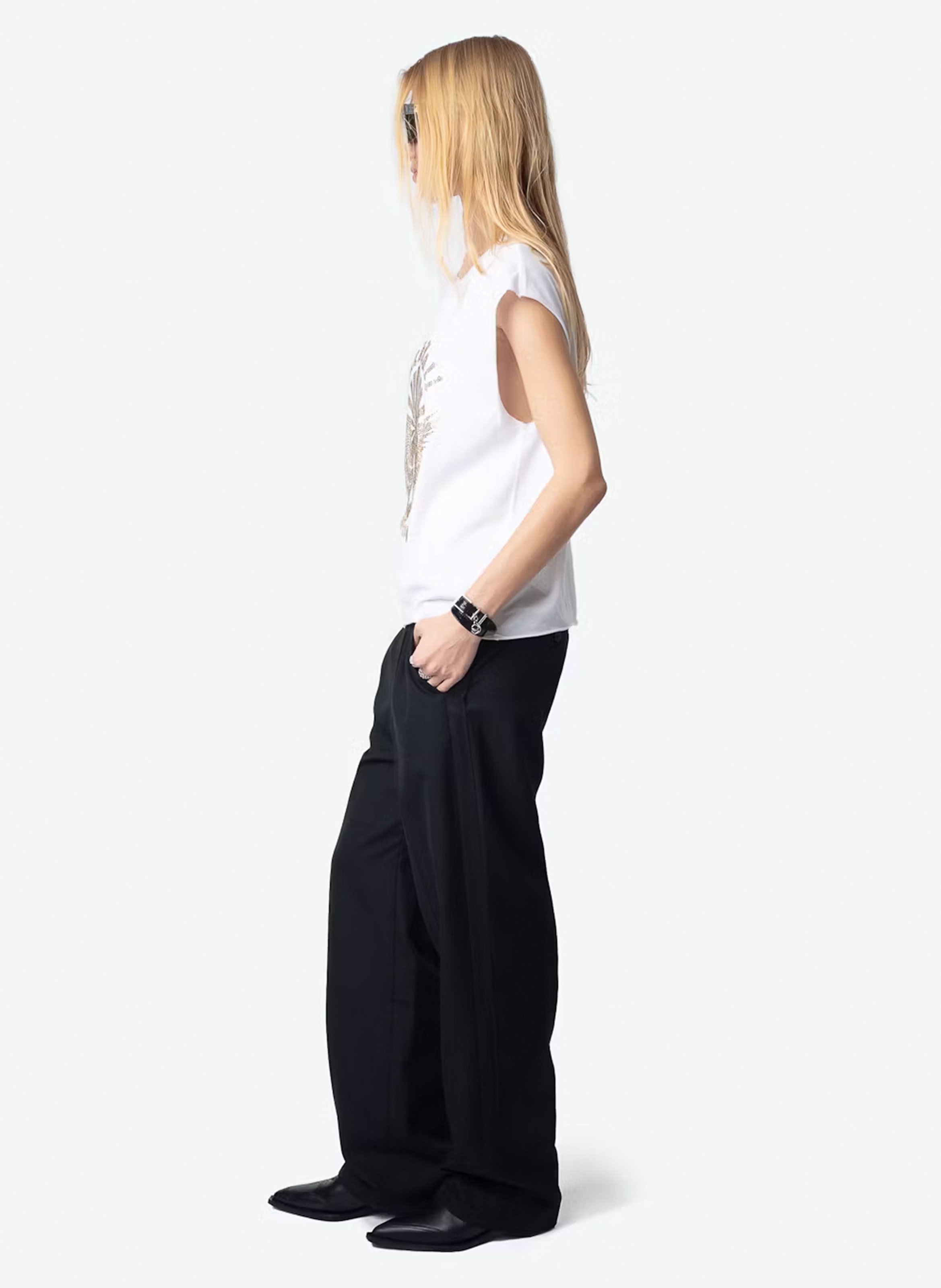 Tee-shirt sans manches avec strass devant cloe ZADIG&VOLTAIRE Blanc