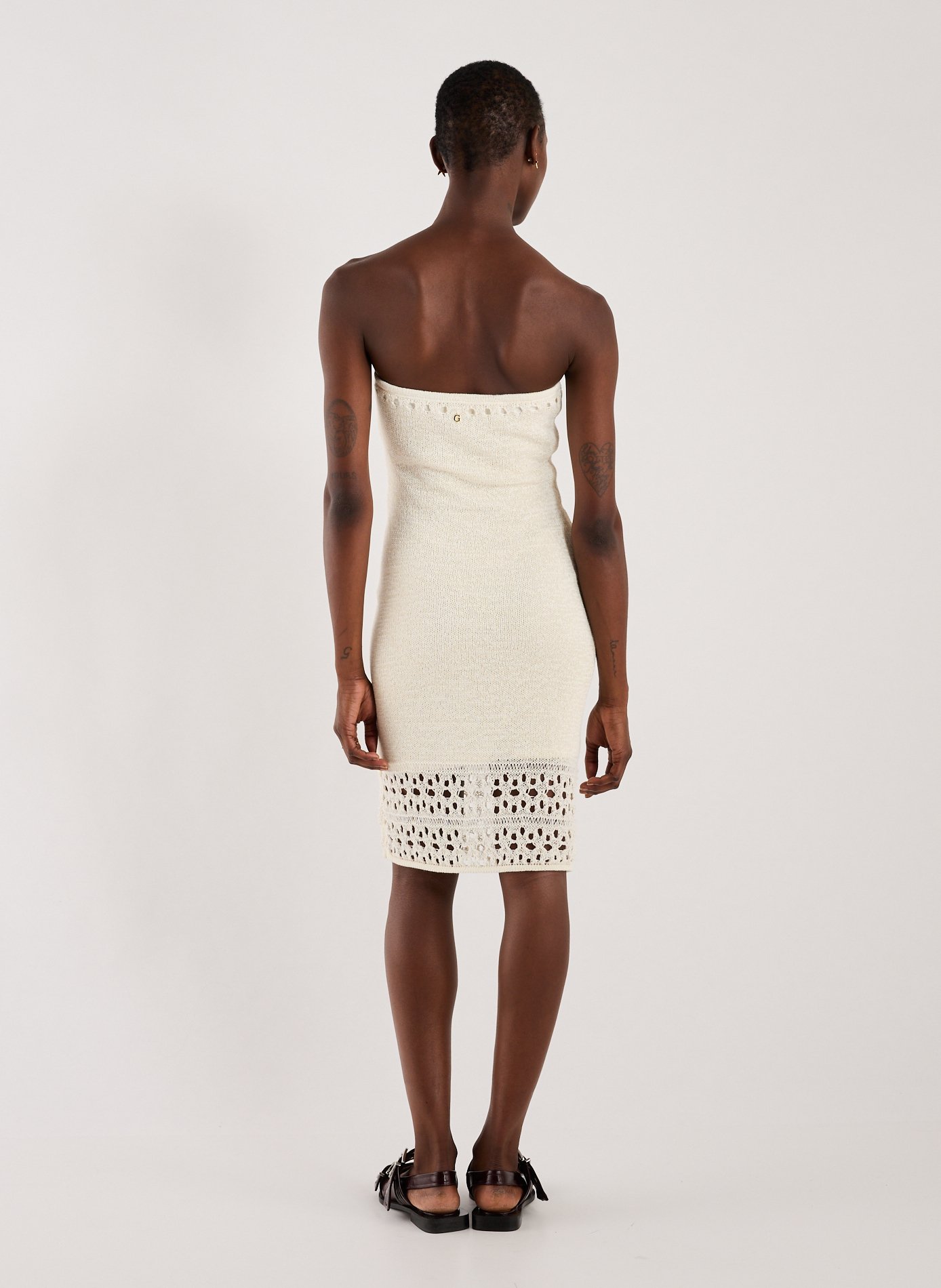 Knit midi strapless dress GUESS White