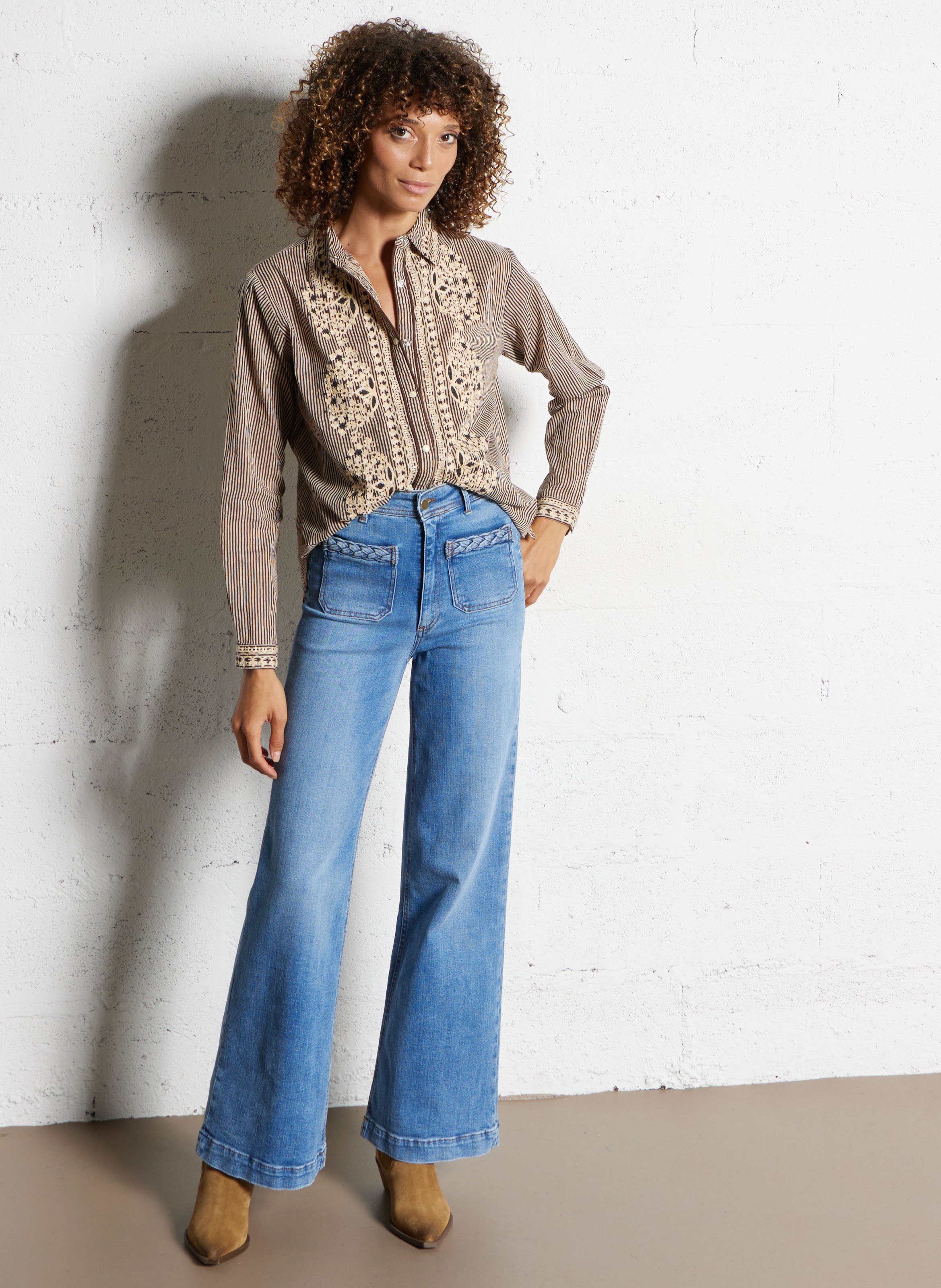 Bottines à talons en cuir IKKS Beige