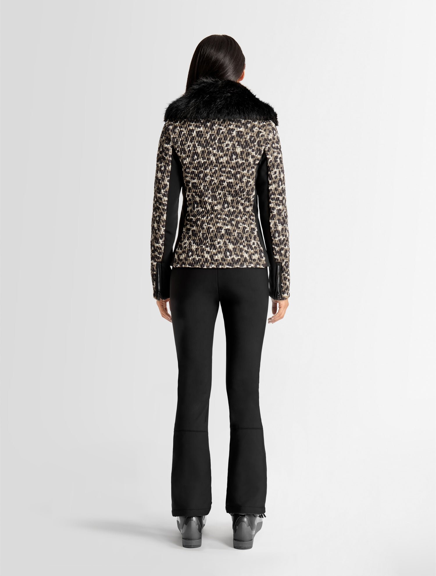 Veste de ski montana leopard col tailleur coupe ajustée FUSALP Beige