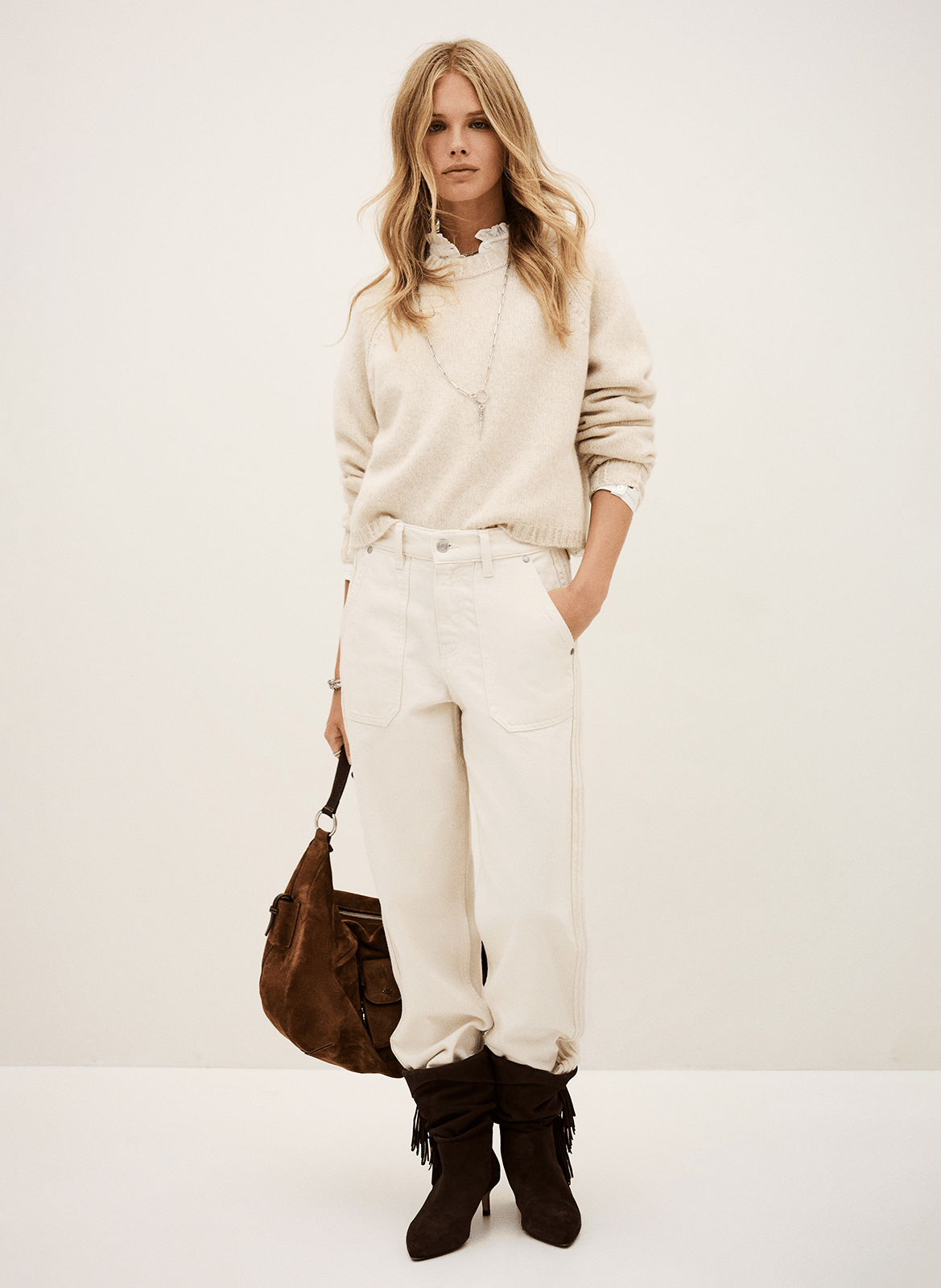 Pull col rond en cachemire corvy BA&SH Beige