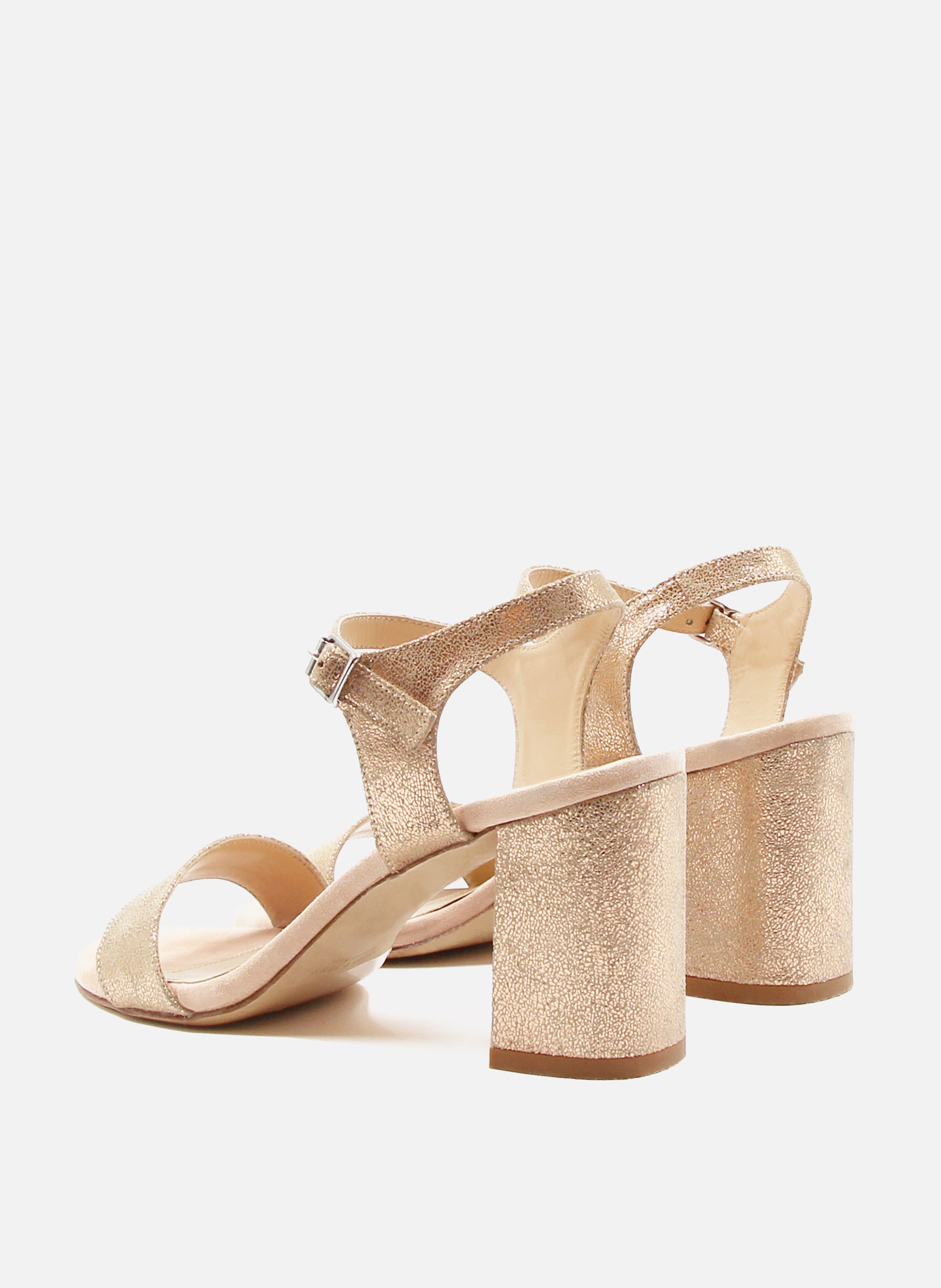 Sandales à talon cuir métalisé JULES & JENN Rose