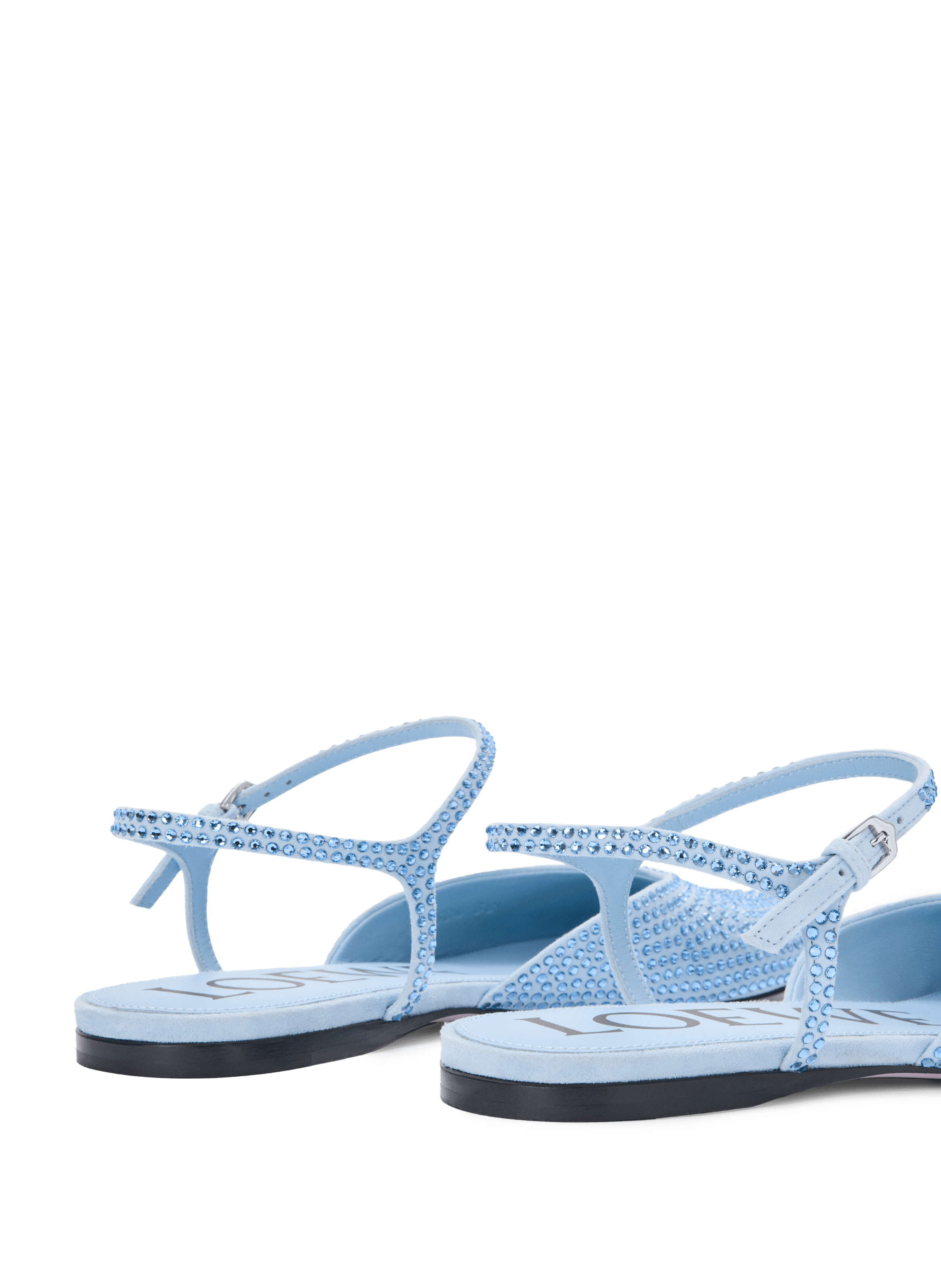 Toy ballerina with ankle strap in leather with rhinestones LOEWE Blue