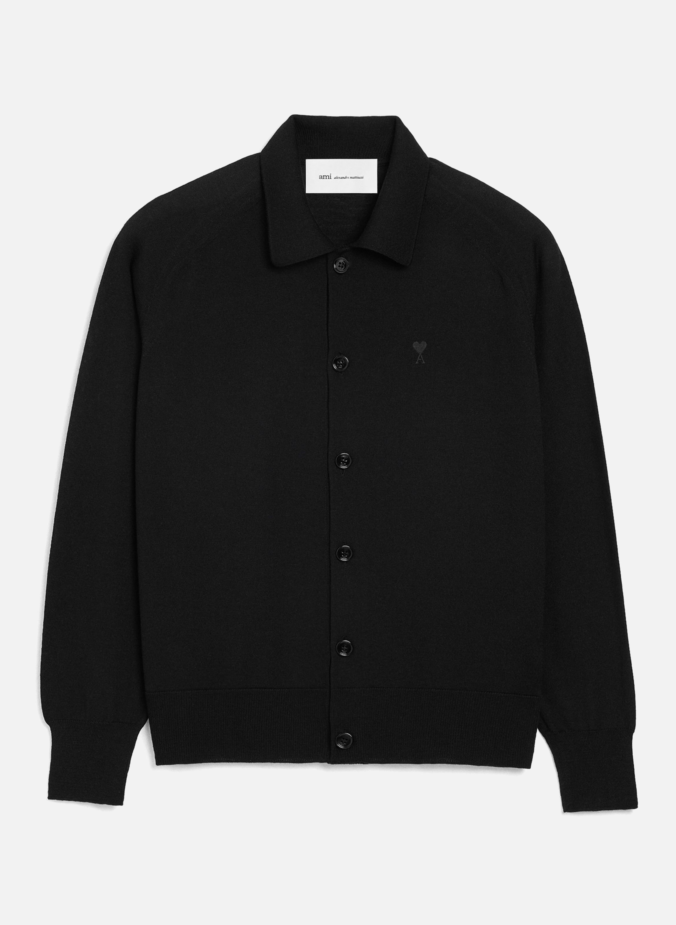 Cardigan col chemise ami de coeur en laine AMI PARIS Noir