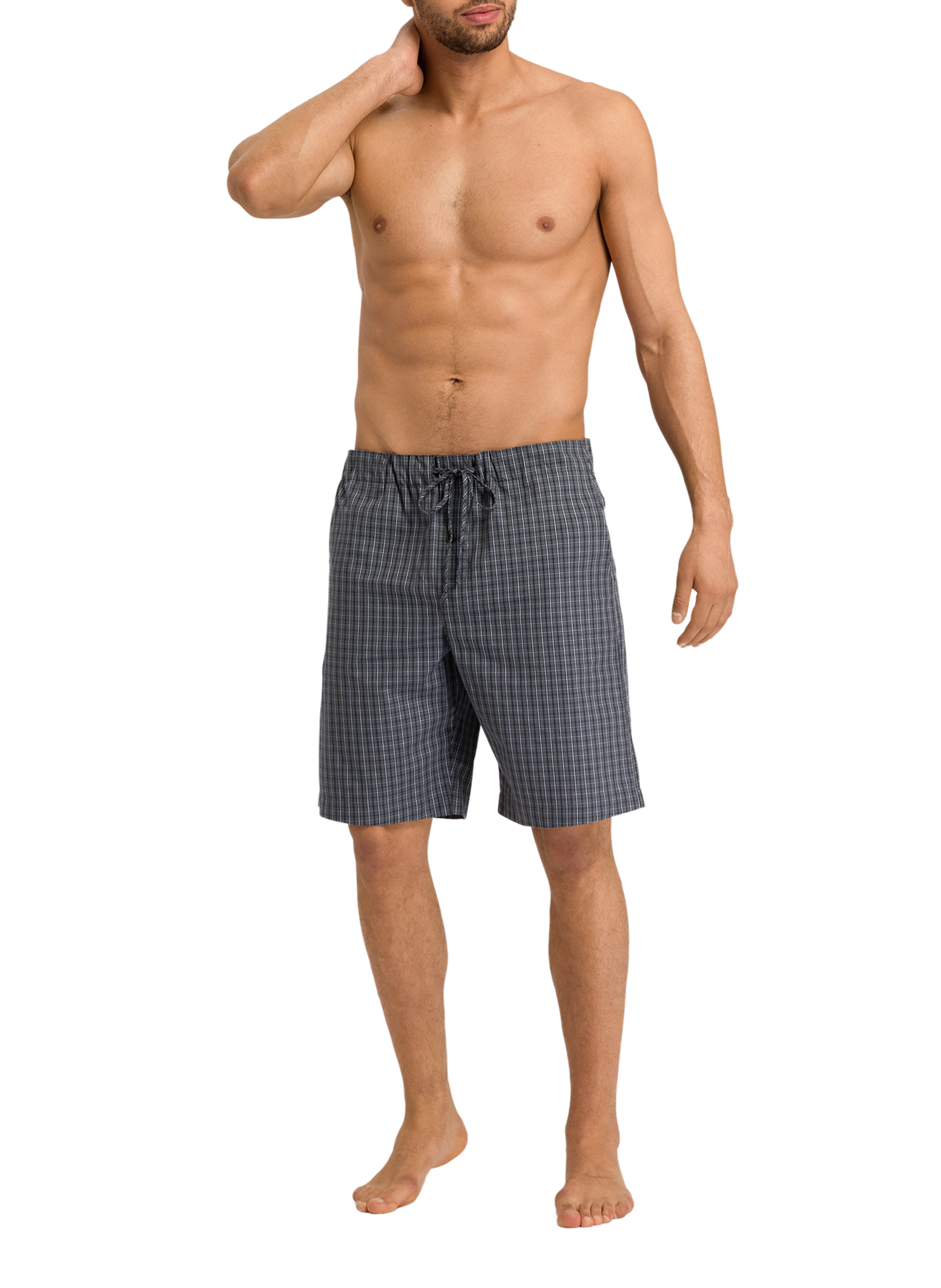 Cotton check pyjama shorts HANRO Grey