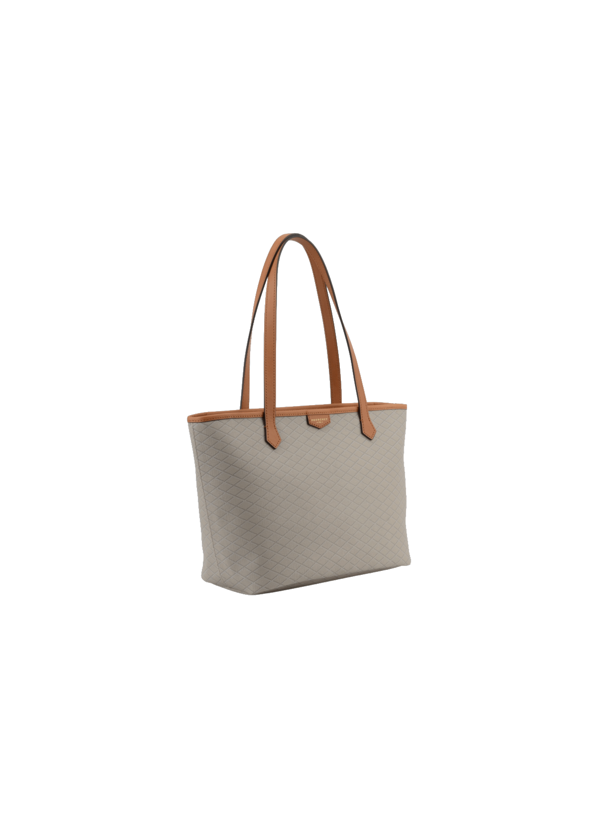 Waves | Sac cabas PM en toile enduite garnie cuir de vachette POURCHET Marron