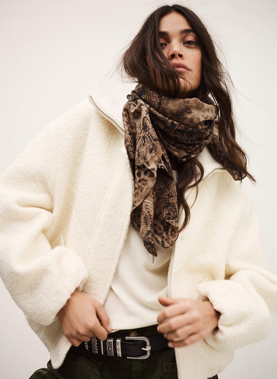 Manteau court ample en laine mélangée vito BA&SH Beige