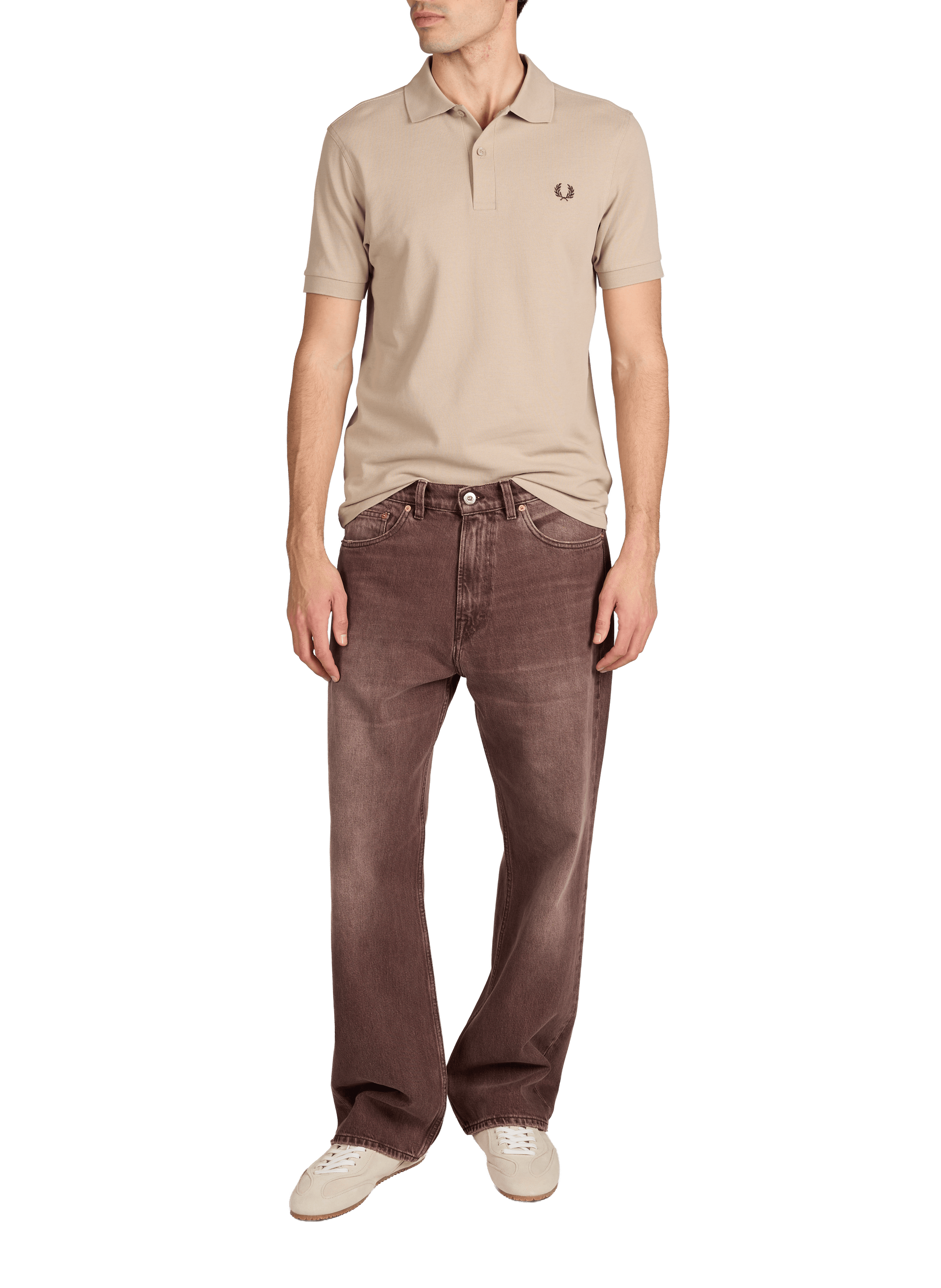 Polo à manches courtes en coton FRED PERRY Beige