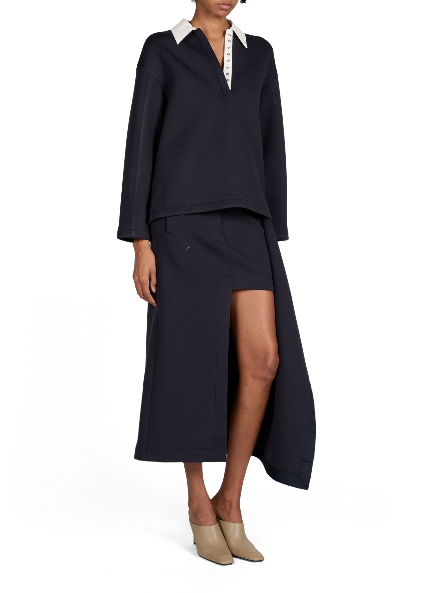 Long sleeve polo shirt TIBI Blue