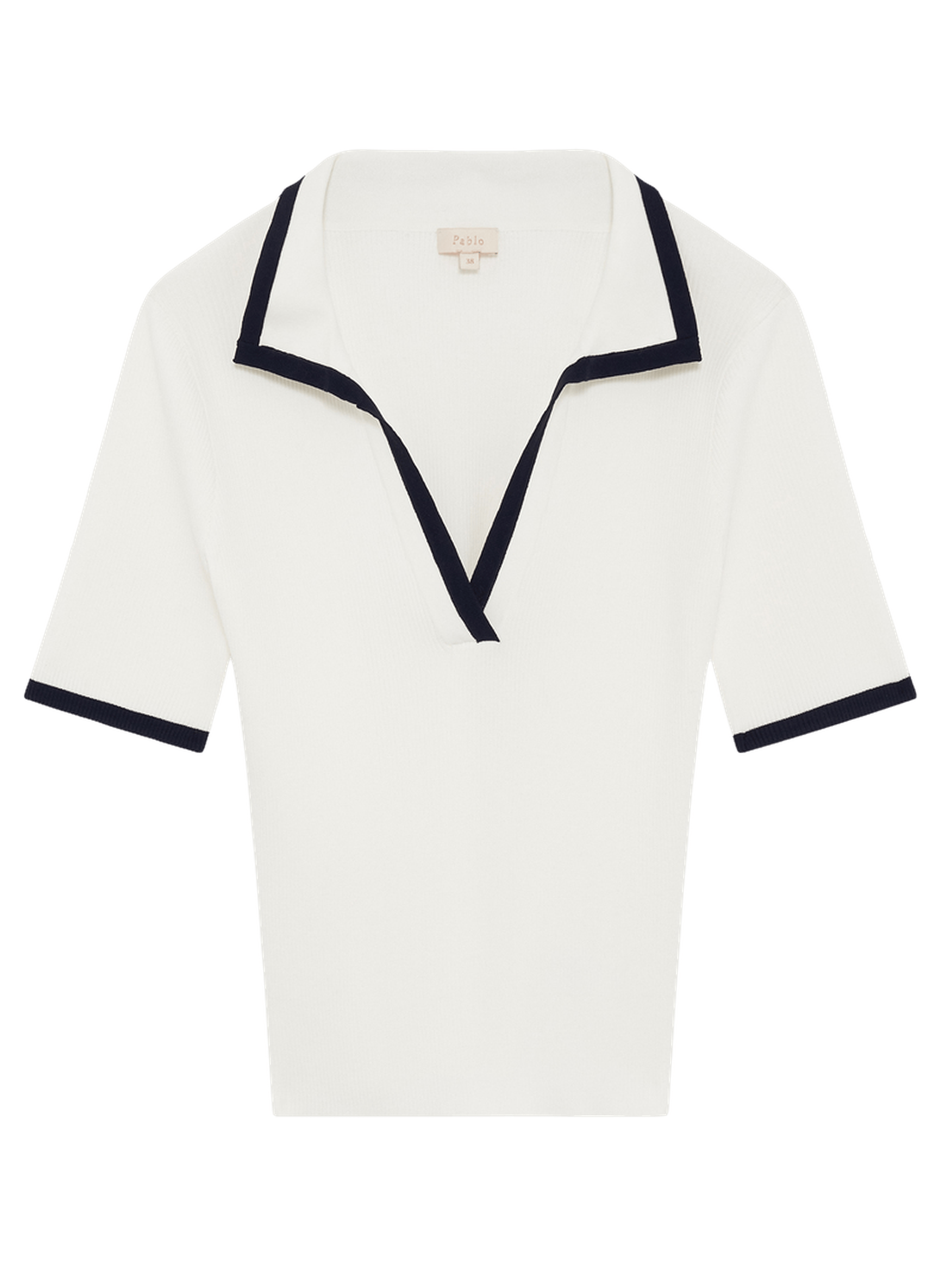 Polo en maille côtelée bicolore - LORETTE PABLO Beige