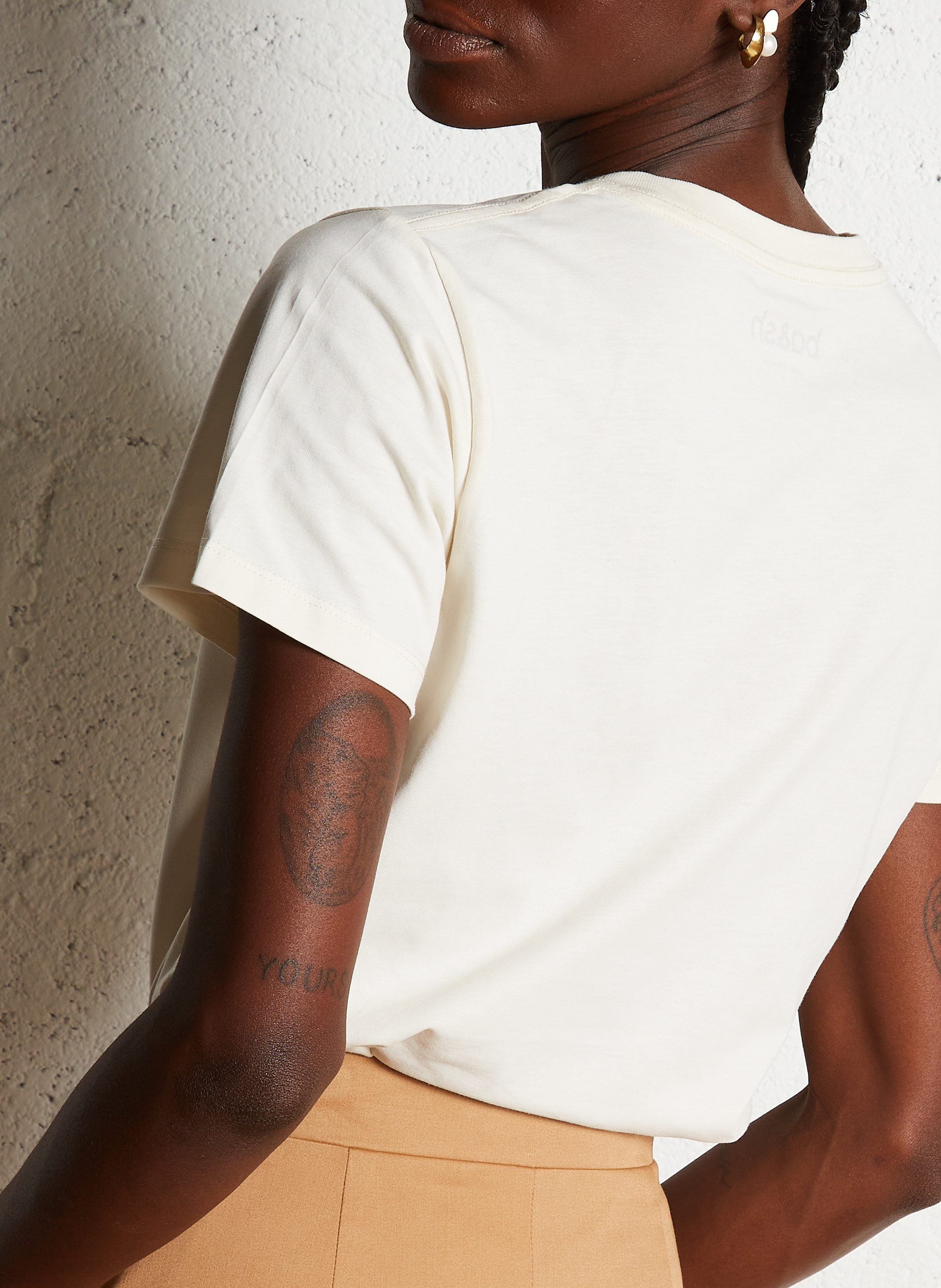 Tee-shirt col rond en coton ioni BA&SH Beige