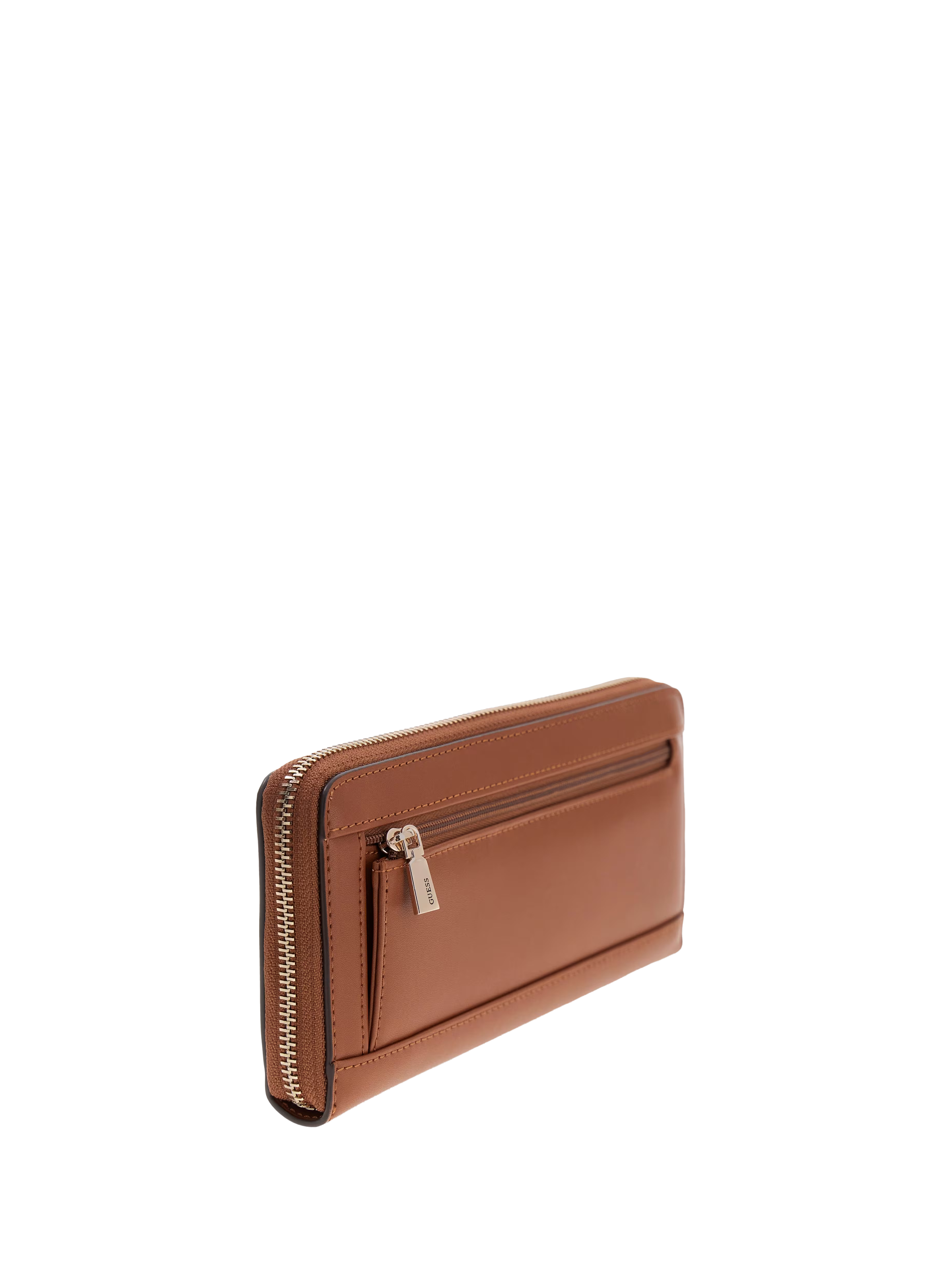 Portefeuille zip avec logo GUESS Marron