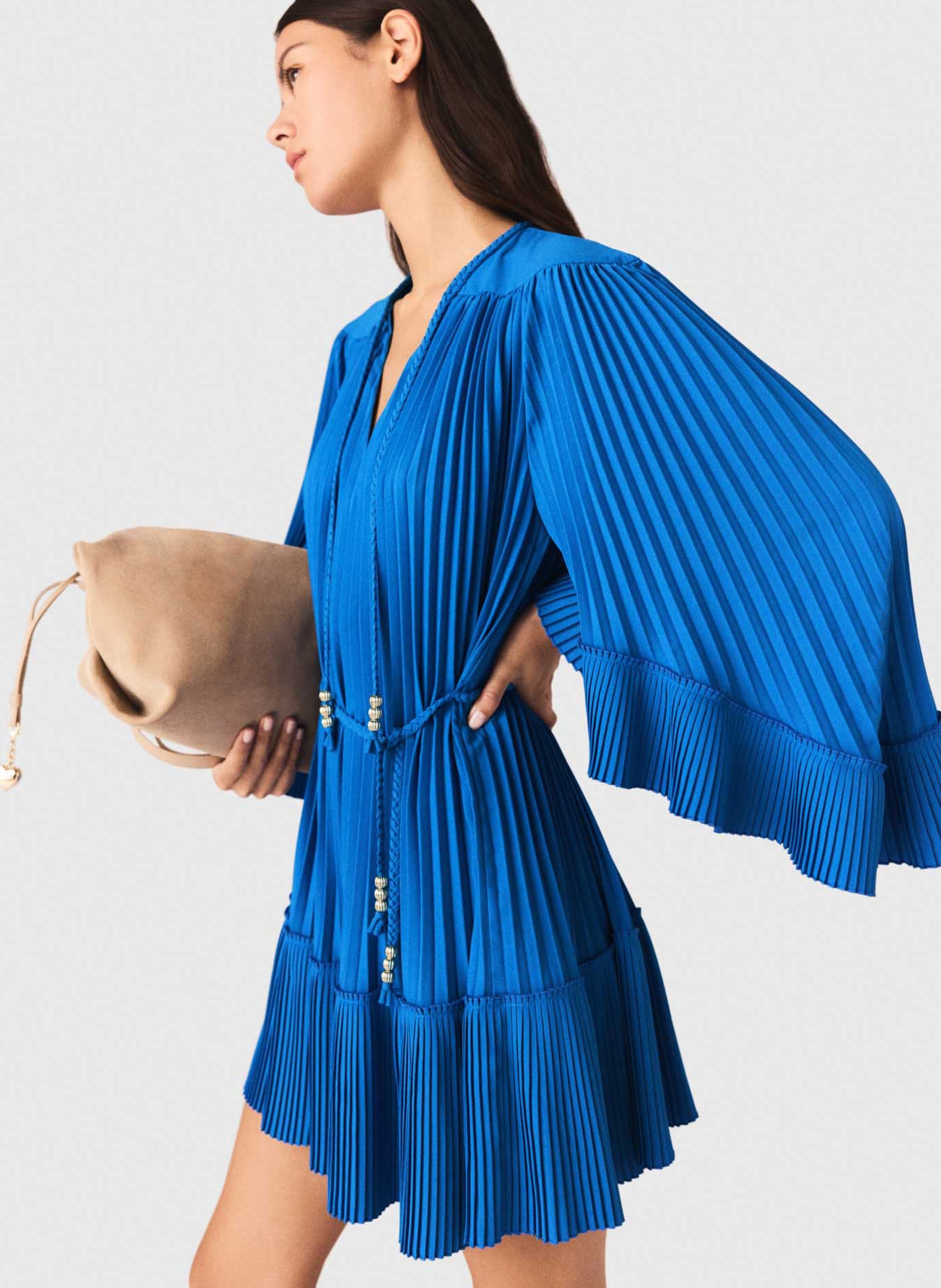 Robe courte plissée MAJE Bleu