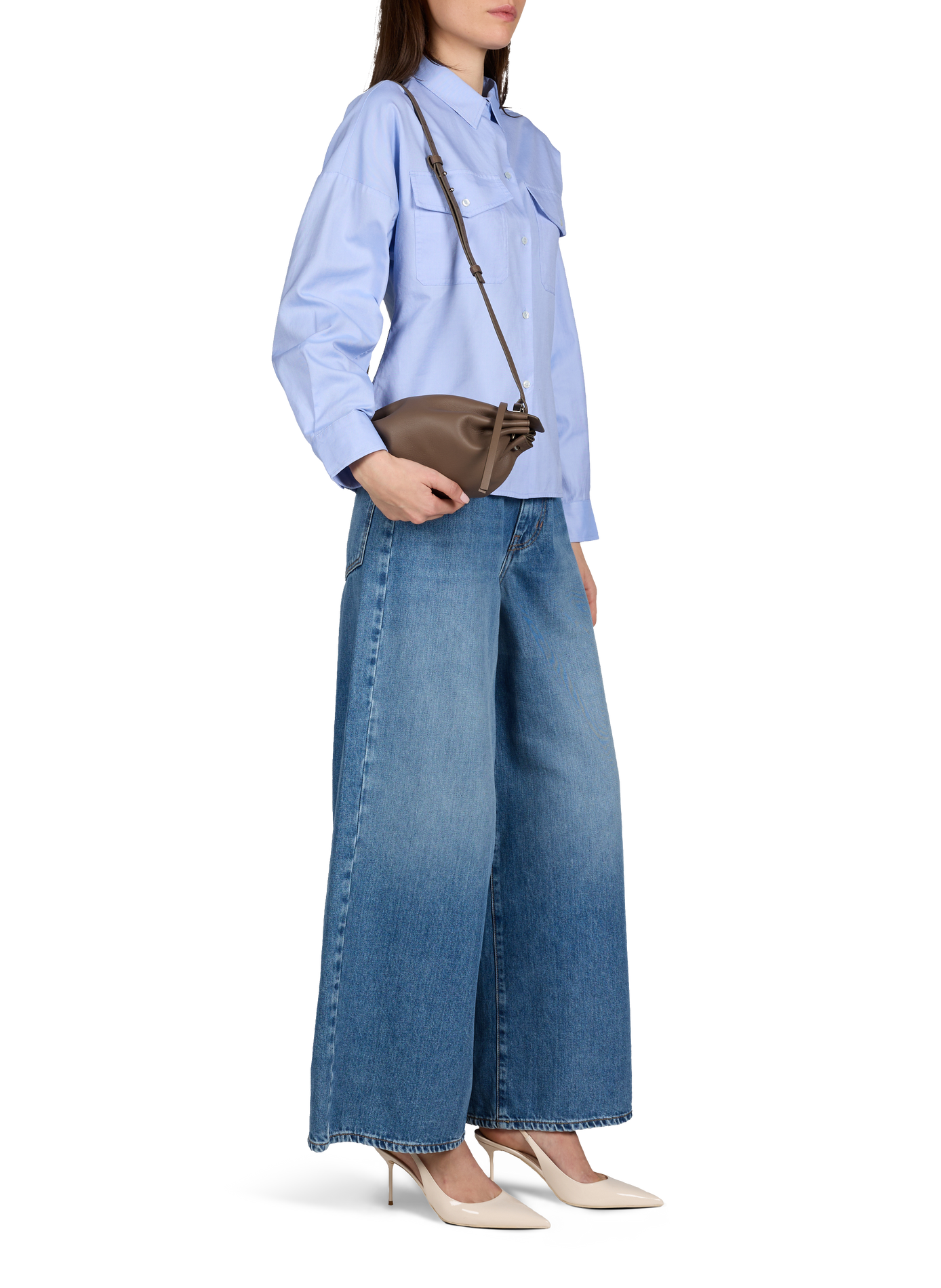 Sac à bandoulière en cuir BONASTRE Beige