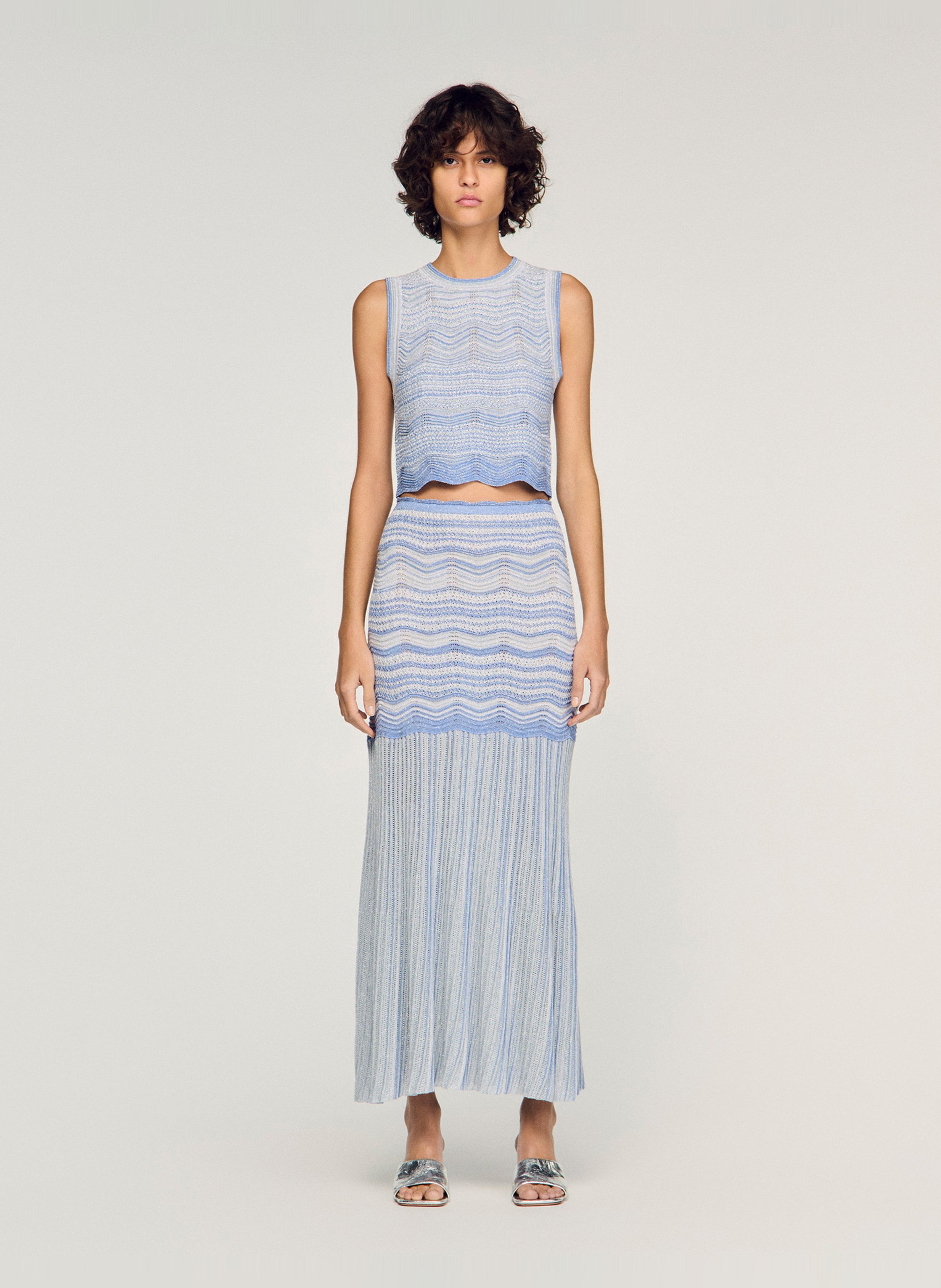 Top en maille fantaisie SANDRO Bleu