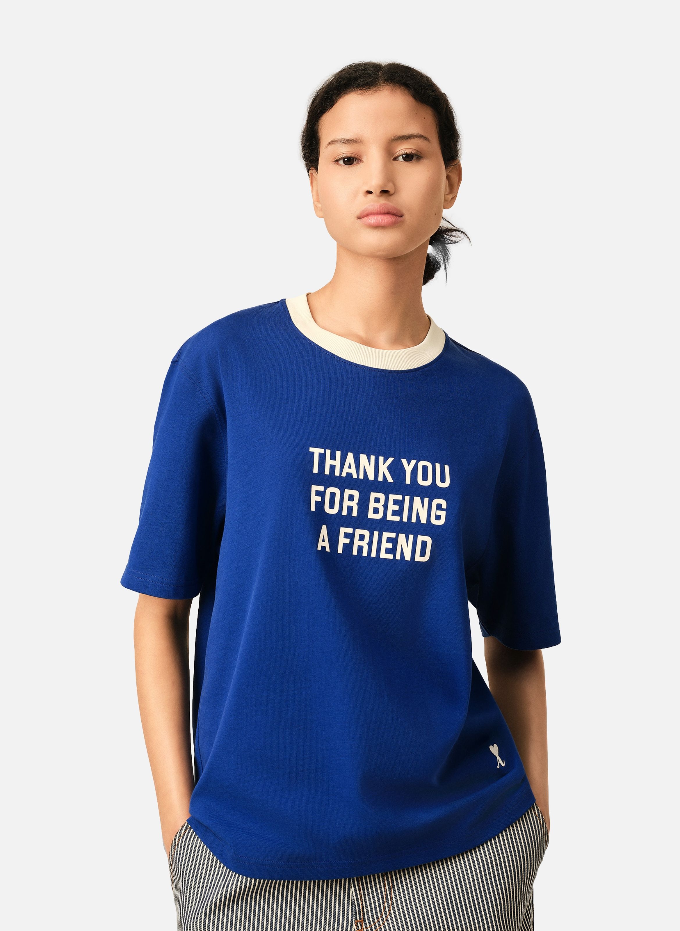 T-shirt thank you for being à friend unisexe en coton AMI PARIS Bleu