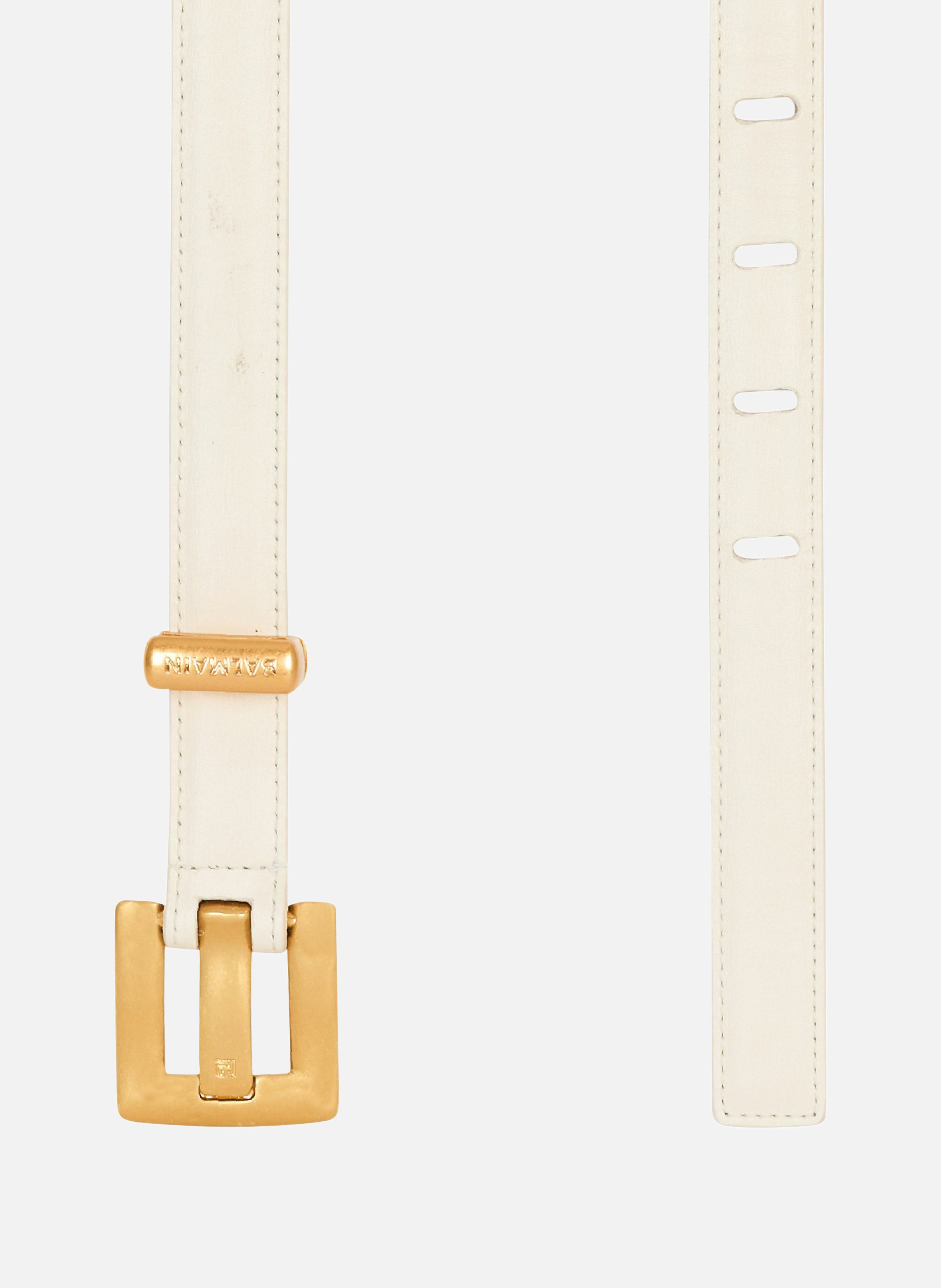 Ceinture anthem fine en cuir BALMAIN Beige