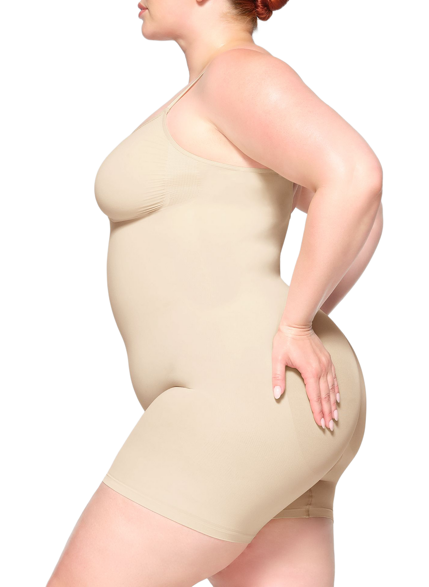 Solid color body shorty with adjustable straps SKIMS Beige