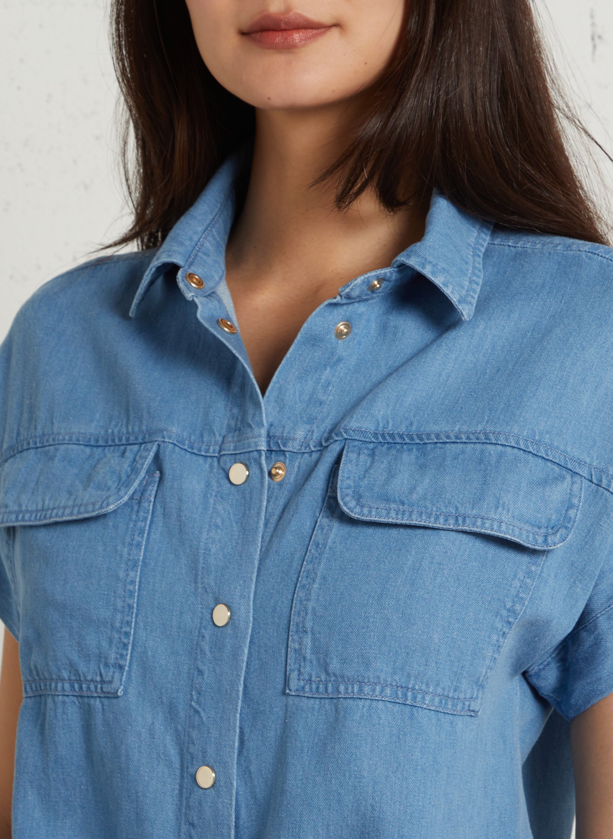 Chemise manches courtes en denim dulcinea MAISON 123 Bleu