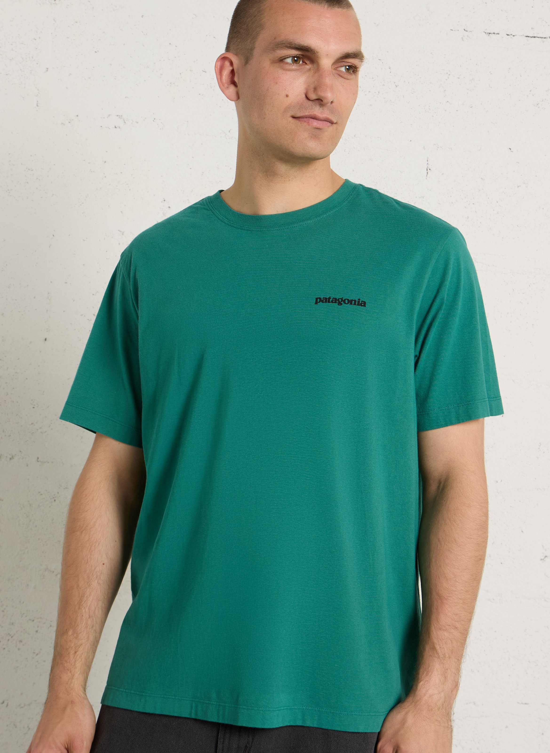Oversized round neck T-shirt in organic cotton with screen printing PATAGONIA Green