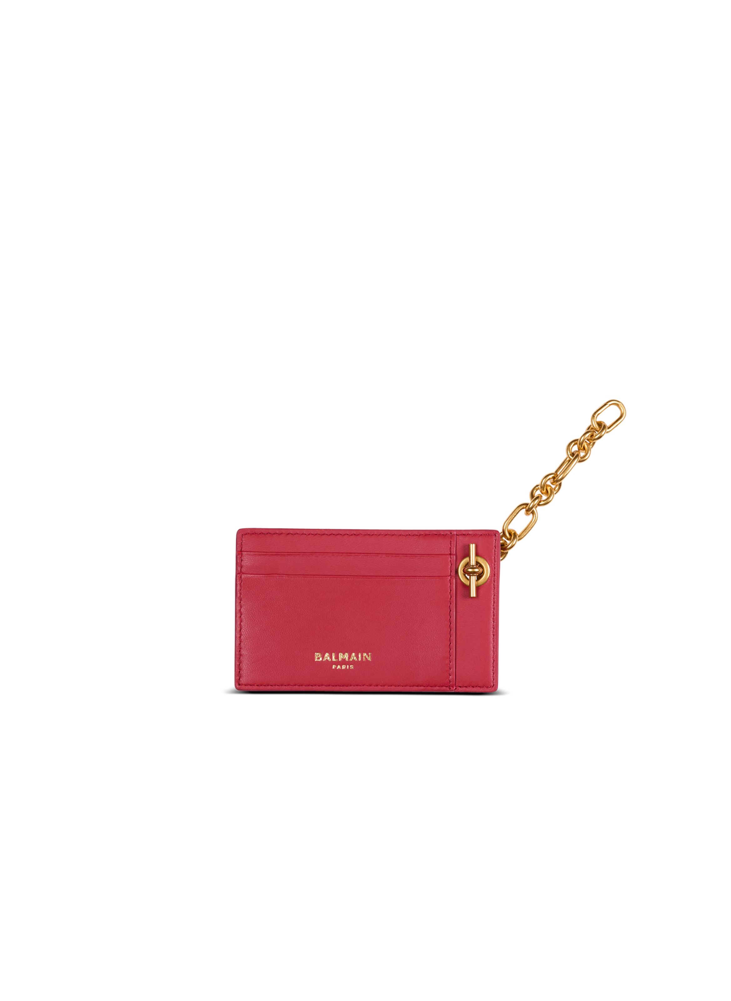 Porte-cartes pulse en cuir lisse BALMAIN Rouge