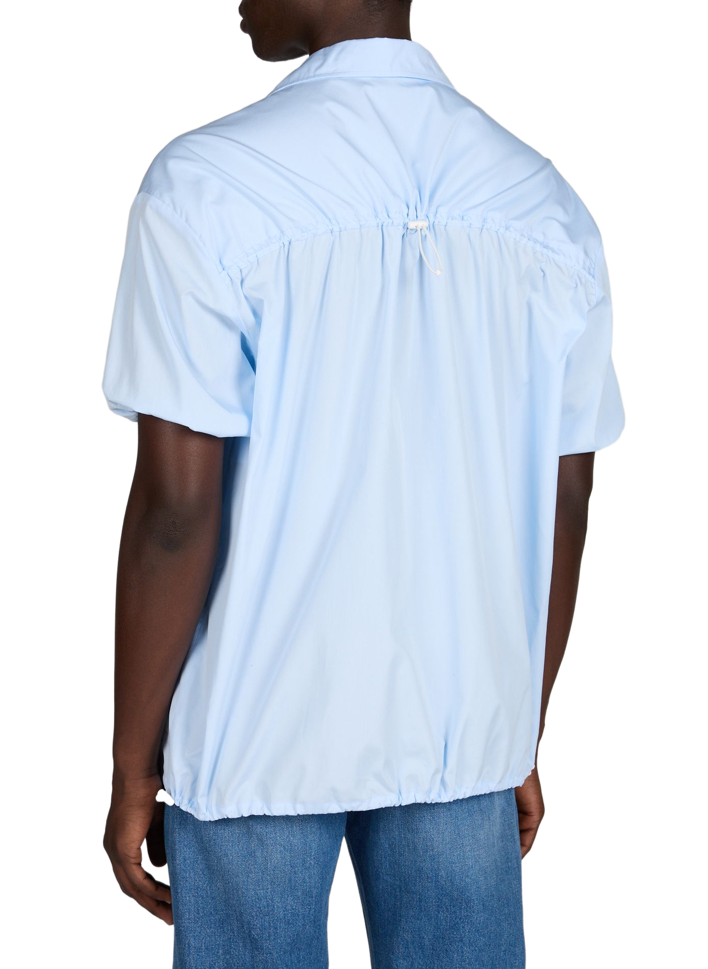 Chemise oversize élastiquée à manches courtes en coton MOSCHINO Bleu