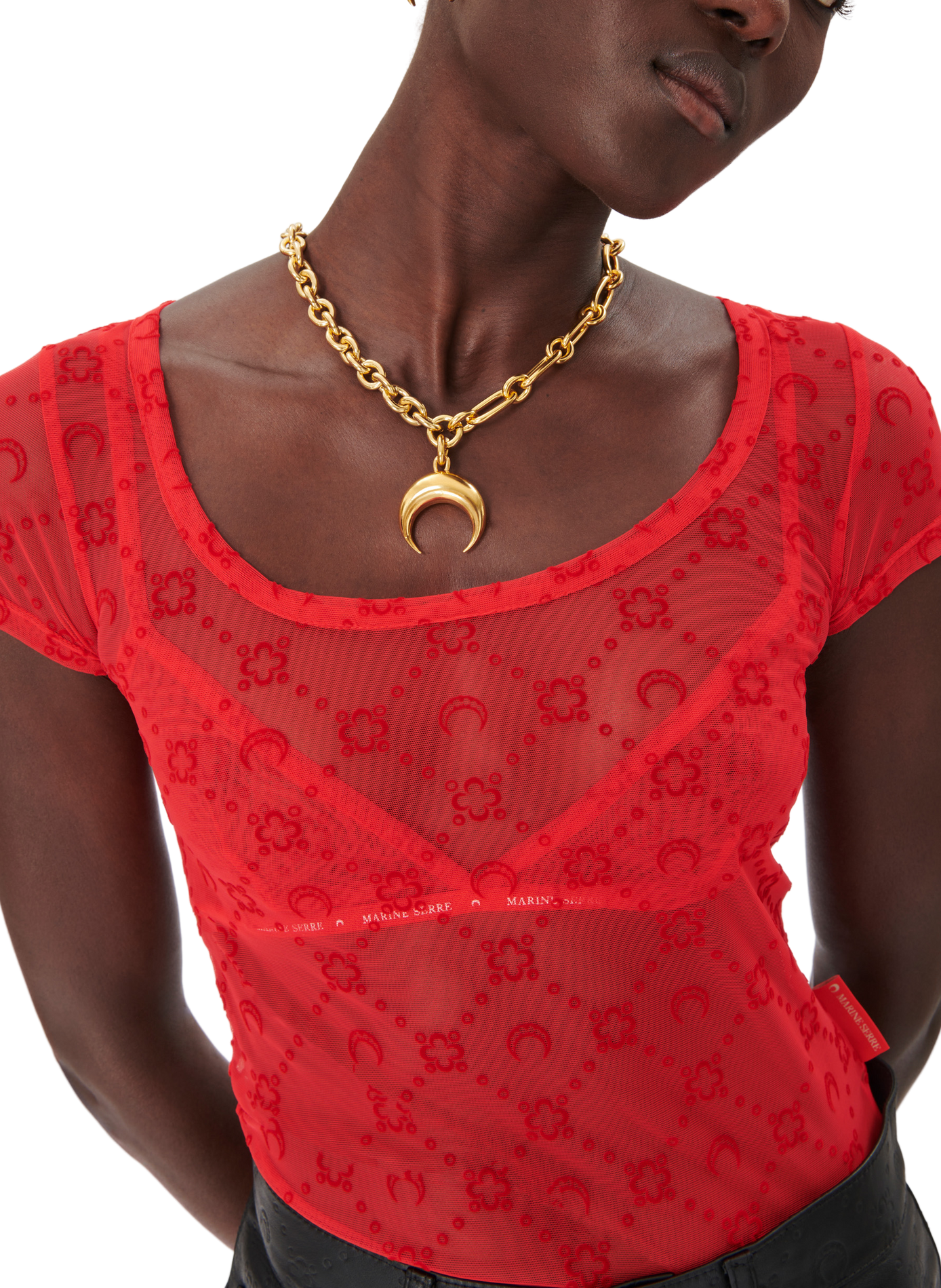 Upcycled gold plated moon charms necklace MARINE SERRE Golden
