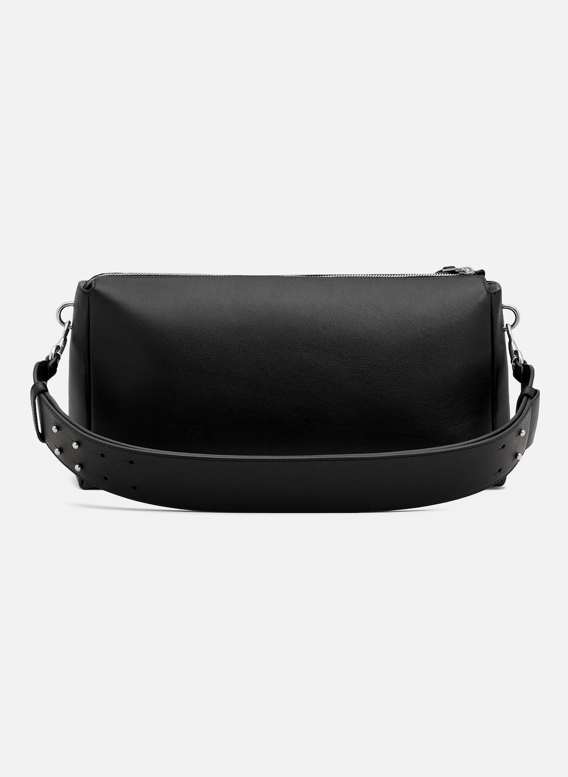 Sac zippé carrousel unisexe en cuir de veau AMI PARIS Noir