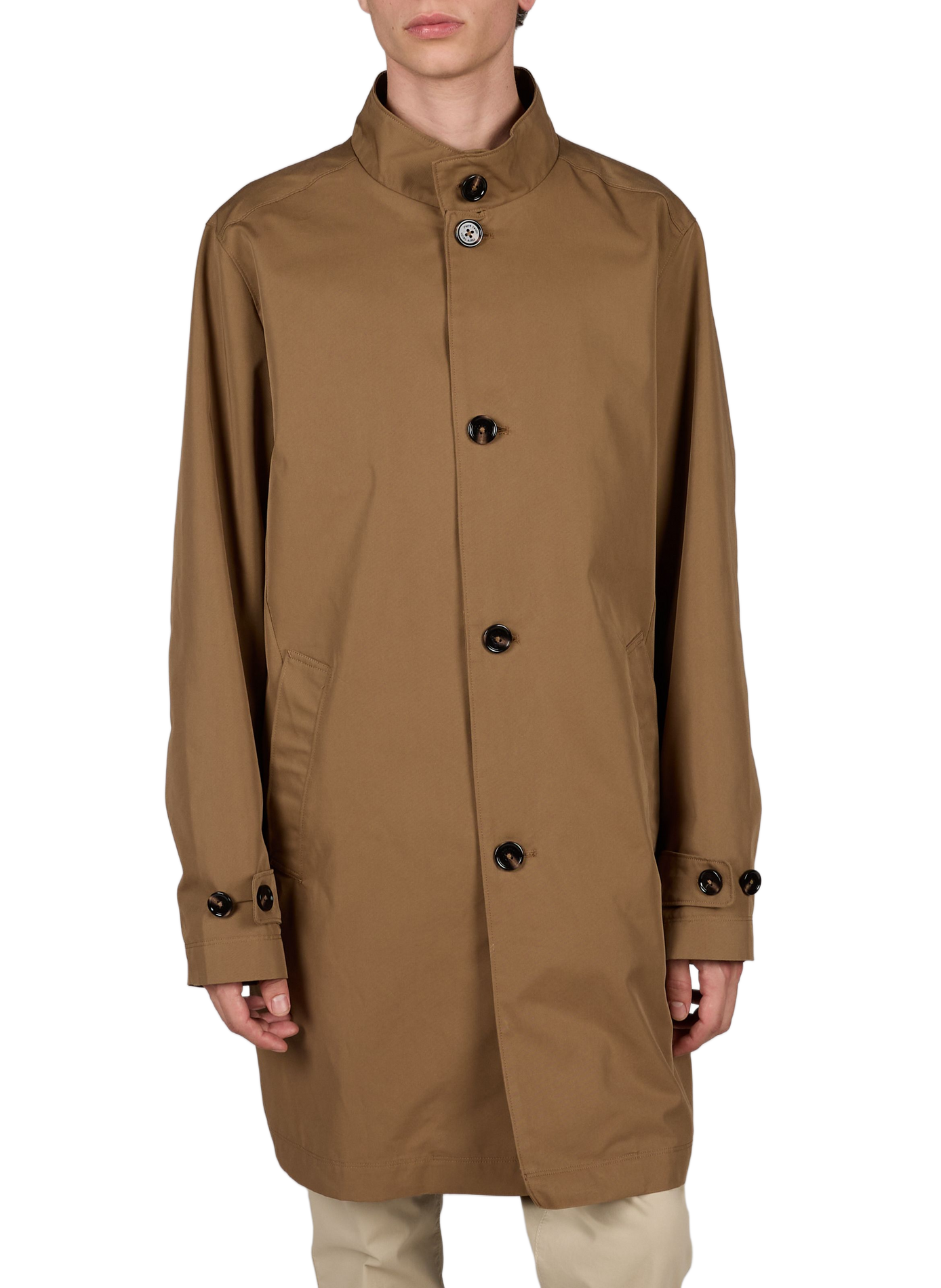 Impermeable recto en mezcla de algodón PIERRE CARDIN Marrón