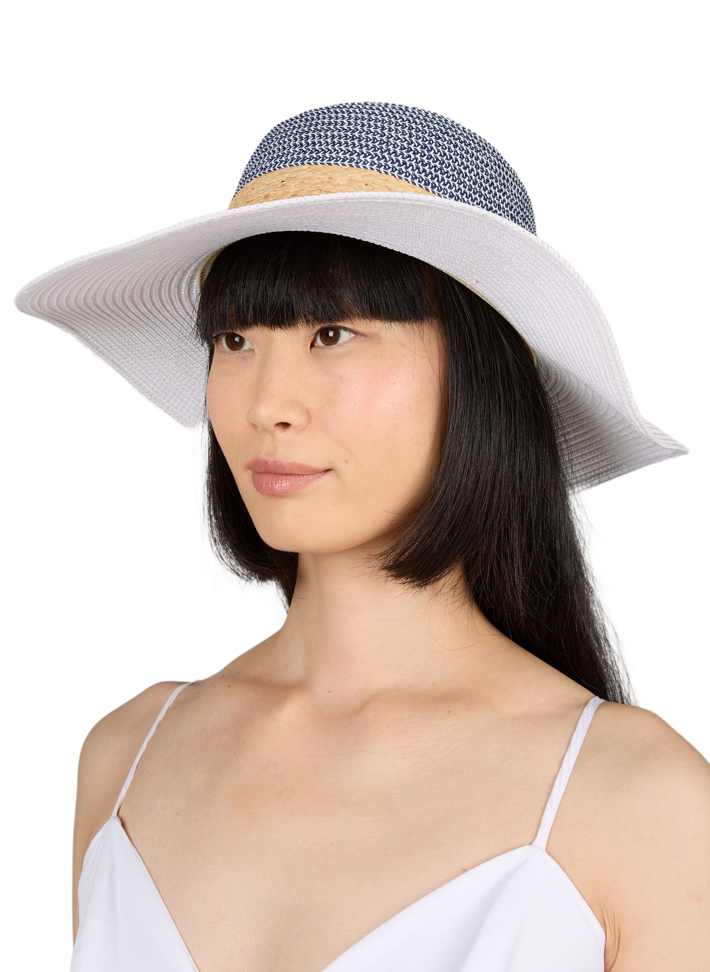 Chapeau bicolore à détail tressé en paille  AU PRINTEMPS PARIS Wit